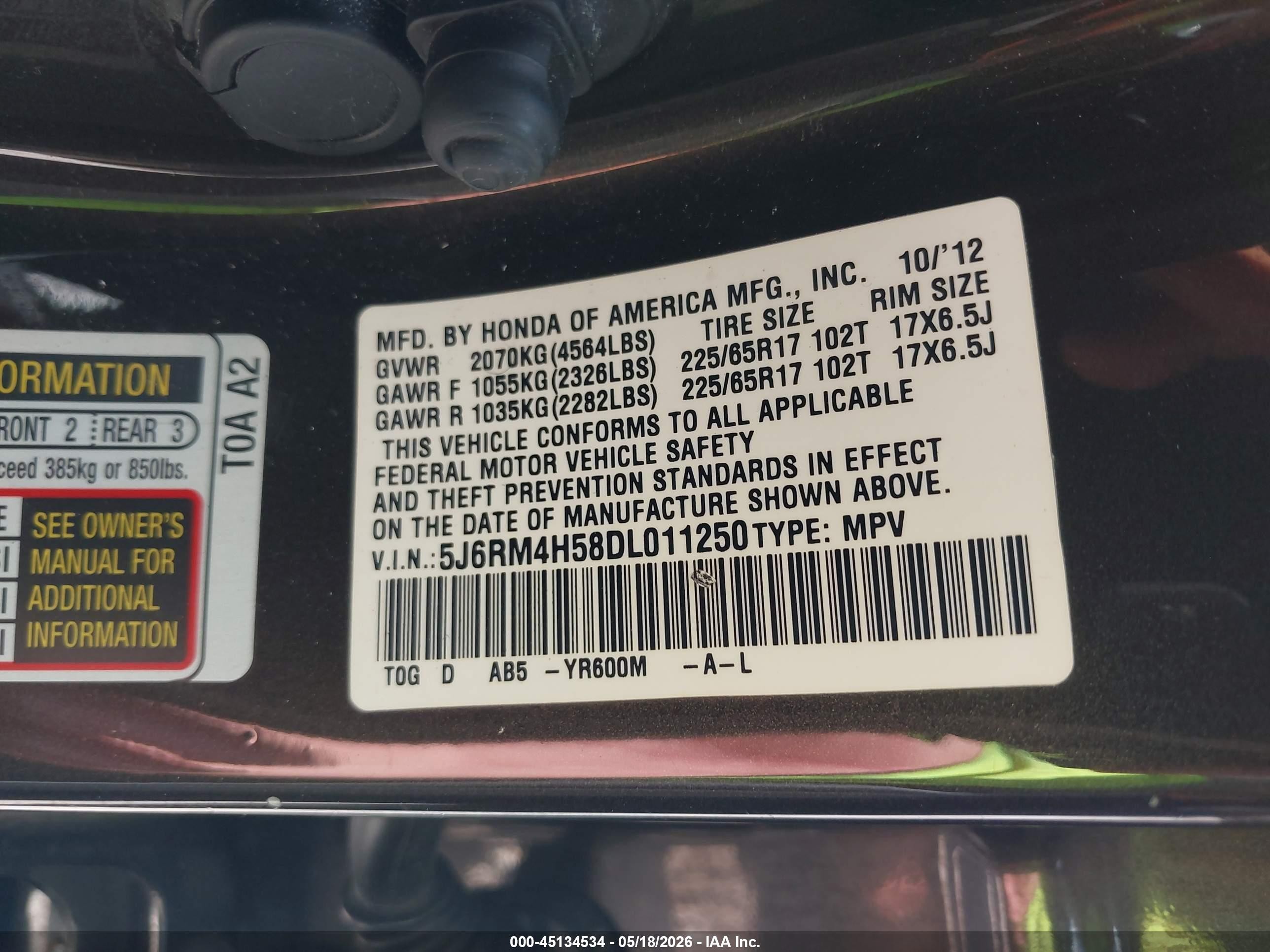 2013 Honda Cr-v Ex Gray vin: 5J6RM4H58DL011250
