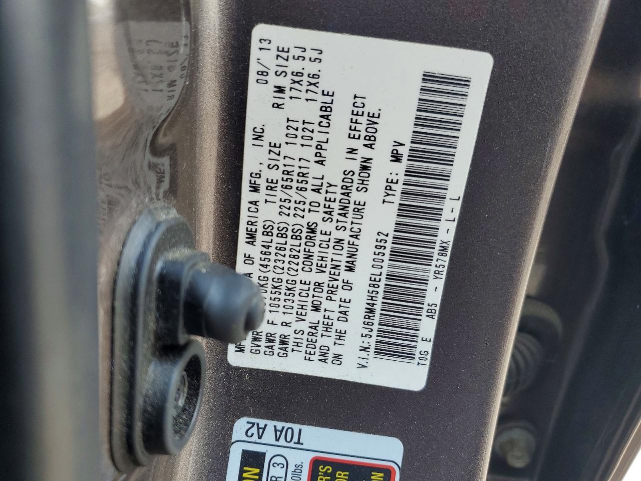 2014 Honda Cr-v Ex Серый vin: 5J6RM4H58EL005952