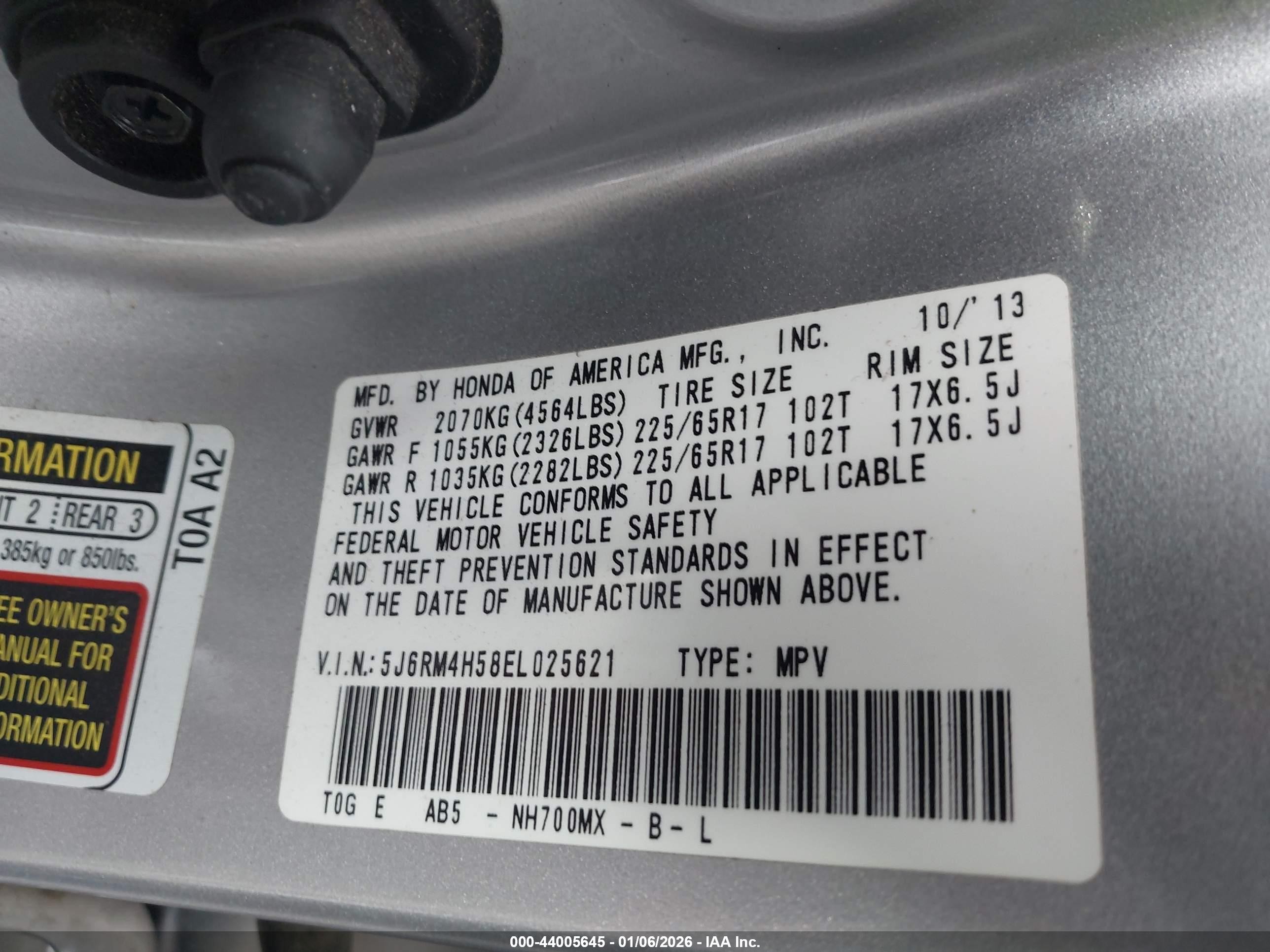 2014 Honda Cr-v Ex Silver vin: 5J6RM4H58EL025621
