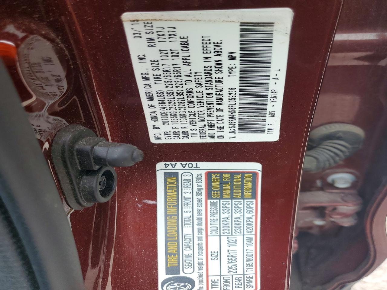 2015 Honda Crv Burgundy vin: 5J6RM4H58FL059236