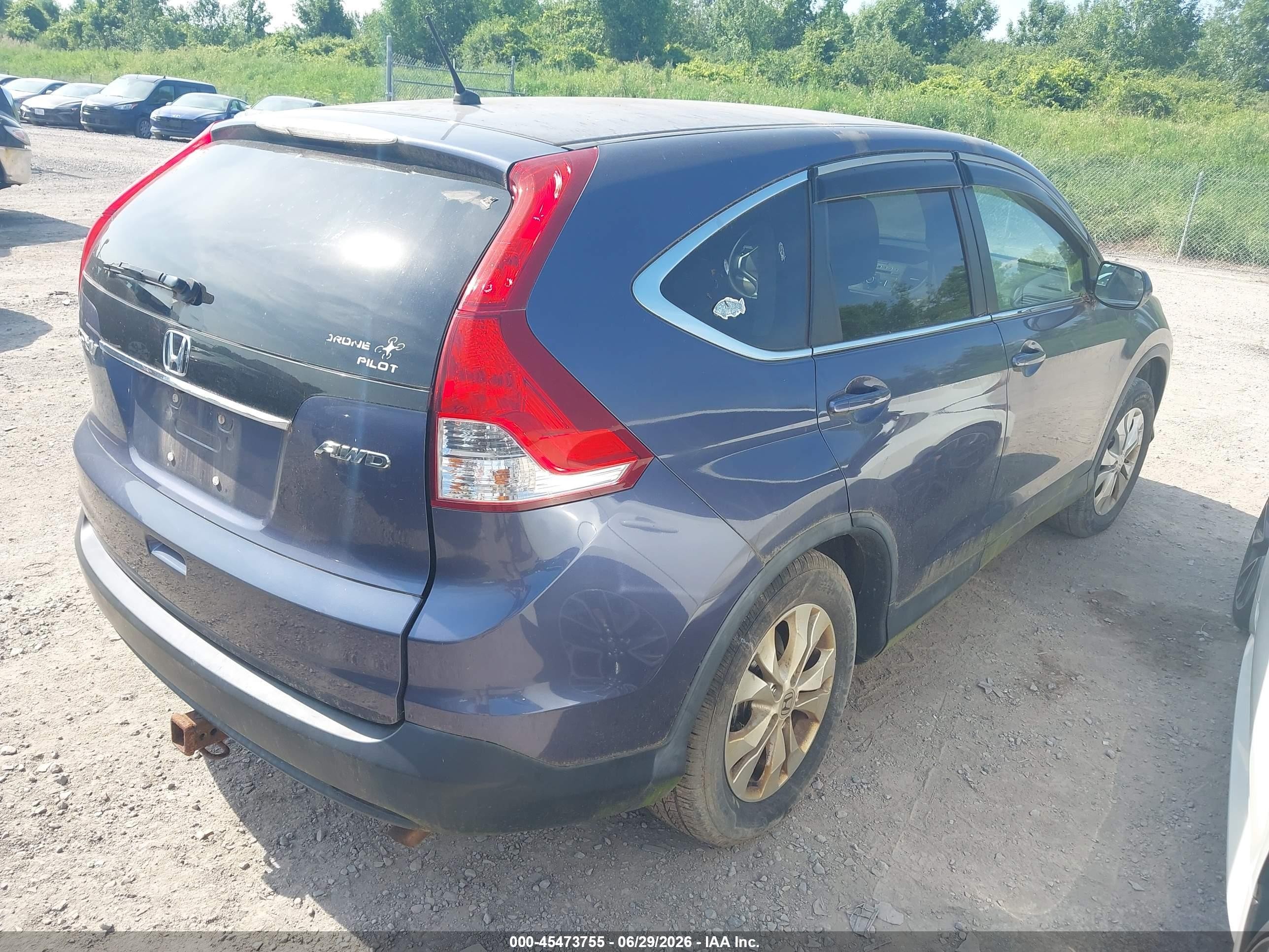 2012 Honda Cr-v Ex Blue vin: 5J6RM4H59CL083444