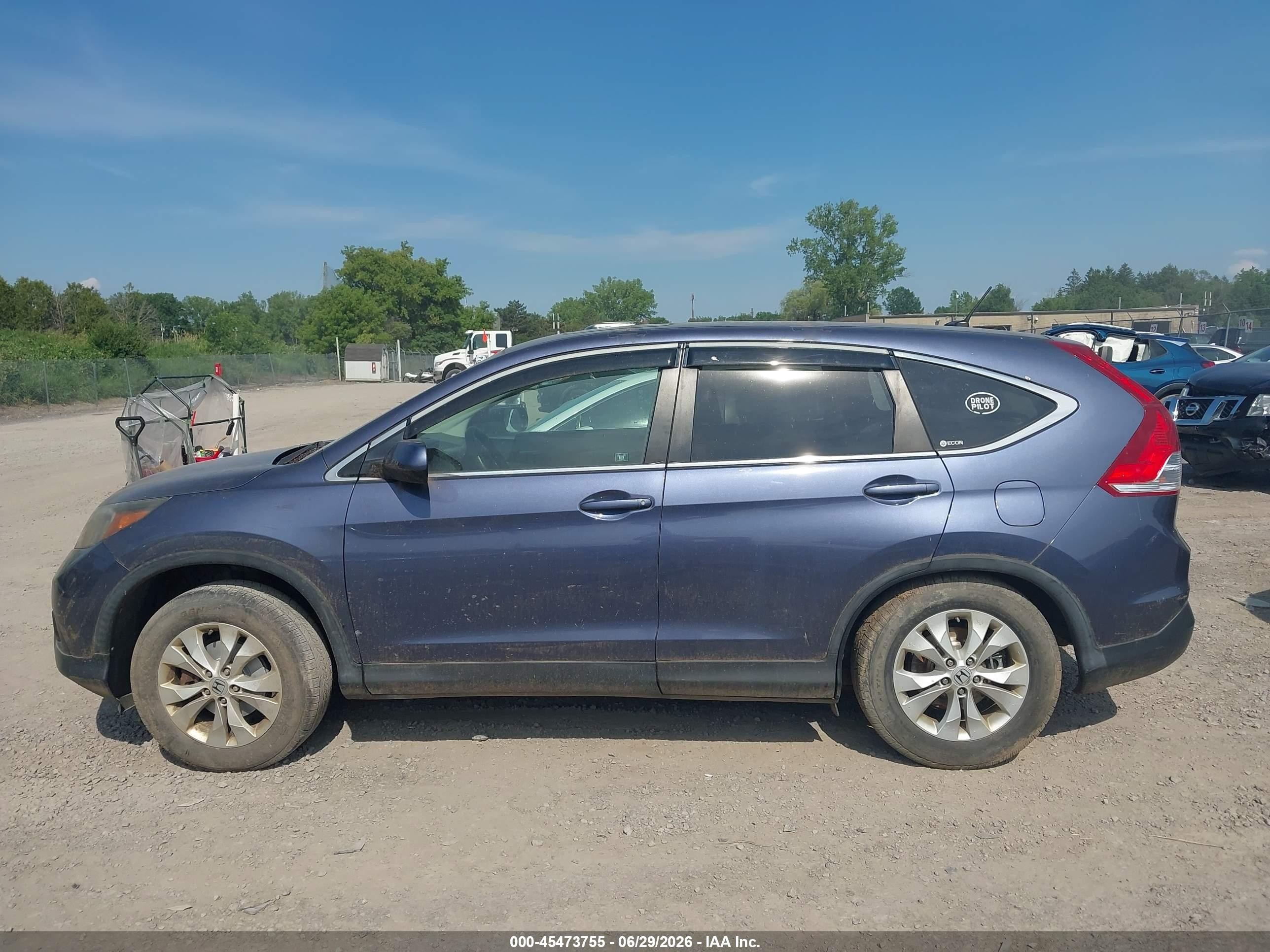 2012 Honda Cr-v Ex Blue vin: 5J6RM4H59CL083444