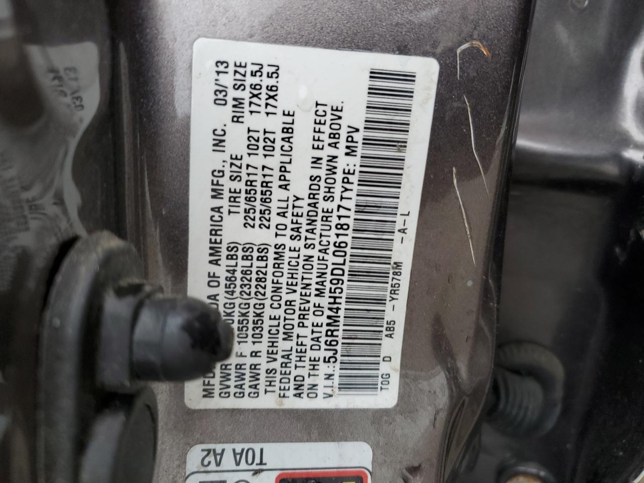 2013 Honda Cr-v Ex Brown vin: 5J6RM4H59DL061817