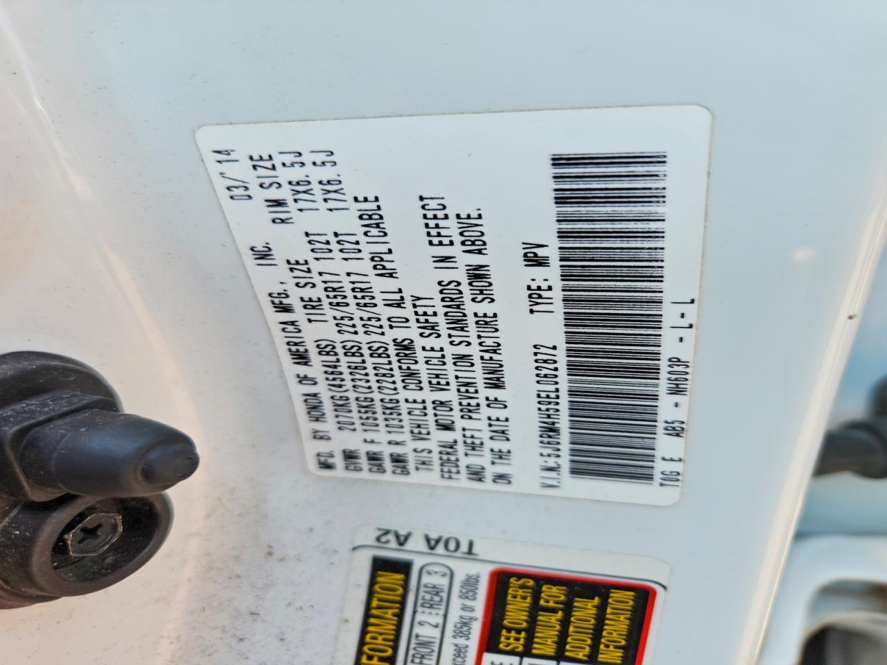 2014 Honda Cr-v Ex White vin: 5J6RM4H59EL062872