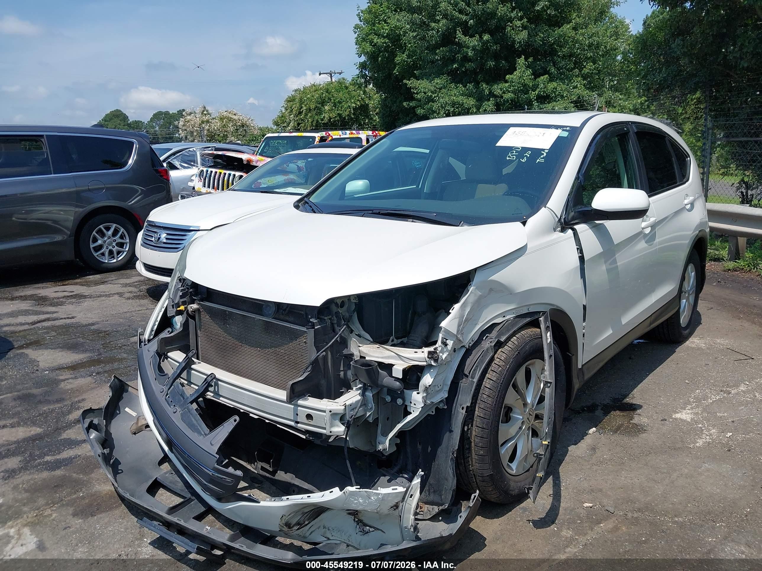 2014 Honda Cr-v Ex White vin: 5J6RM4H59EL102755