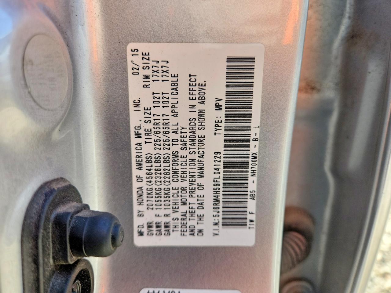2015 Honda Cr-v Ex Silver vin: 5J6RM4H59FL041229