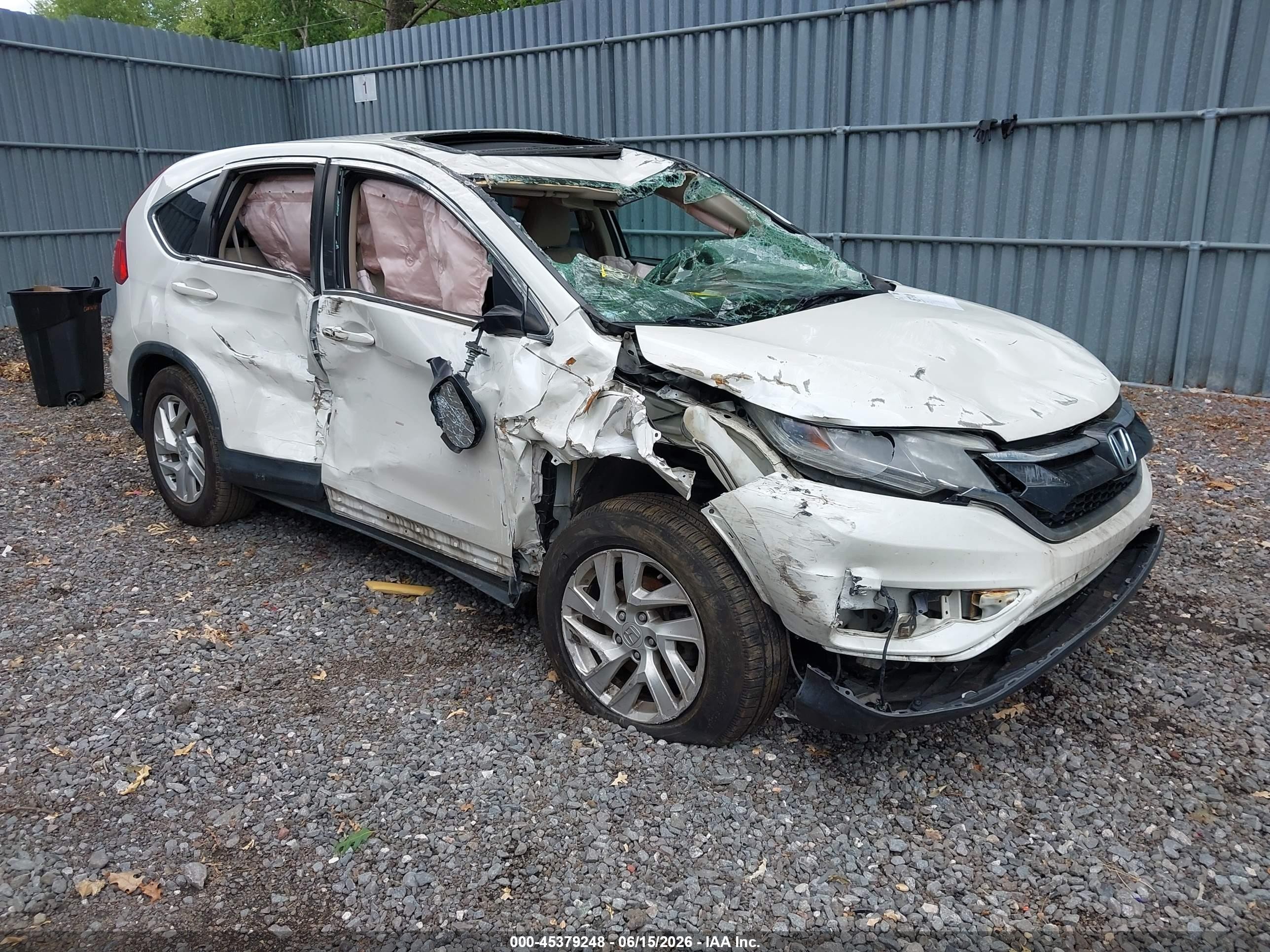 2015 Honda Cr-v Ex White vin: 5J6RM4H59FL086882