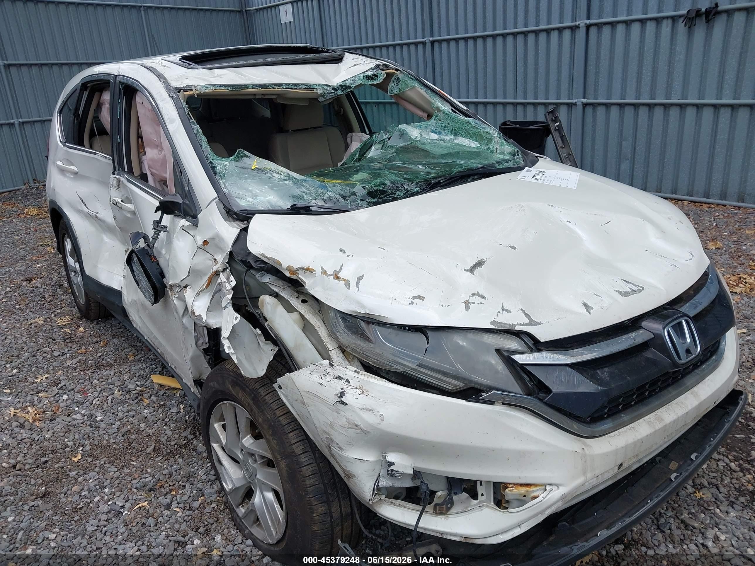 2015 Honda Cr-v Ex White vin: 5J6RM4H59FL086882