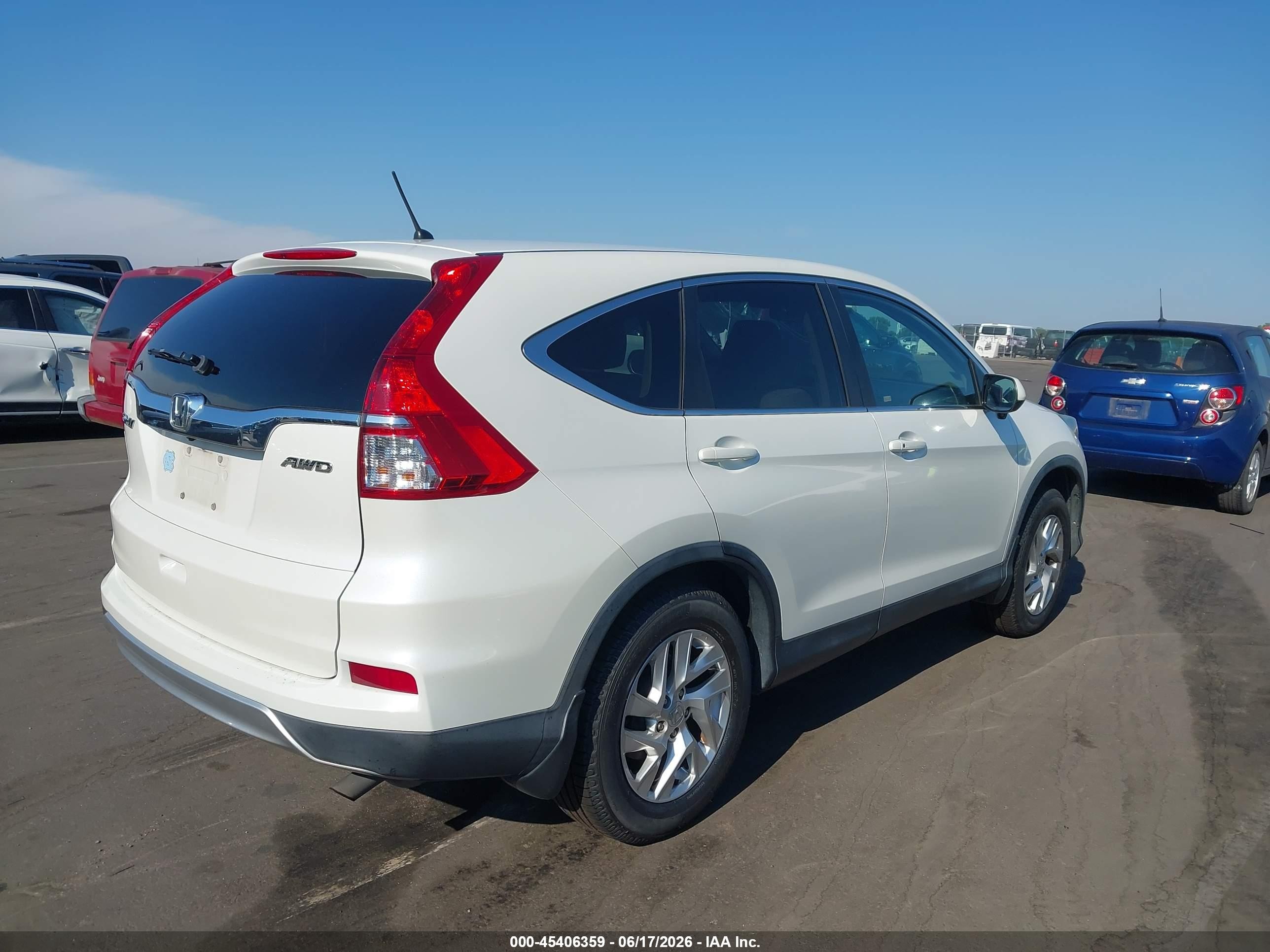 2015 Honda Cr-v Ex White vin: 5J6RM4H5XFL006540