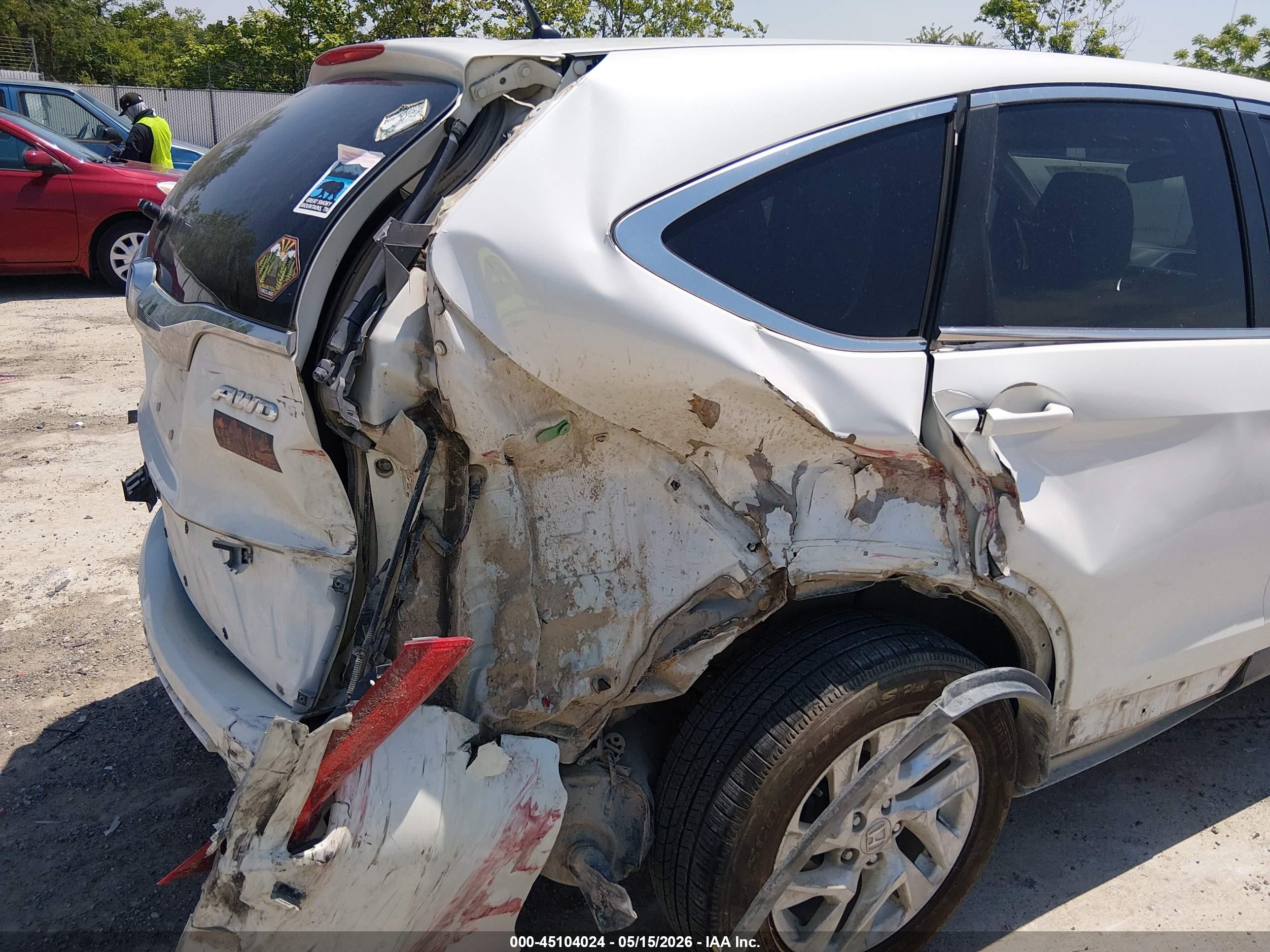 2015 Honda Cr-v Ex White vin: 5J6RM4H5XFL007378