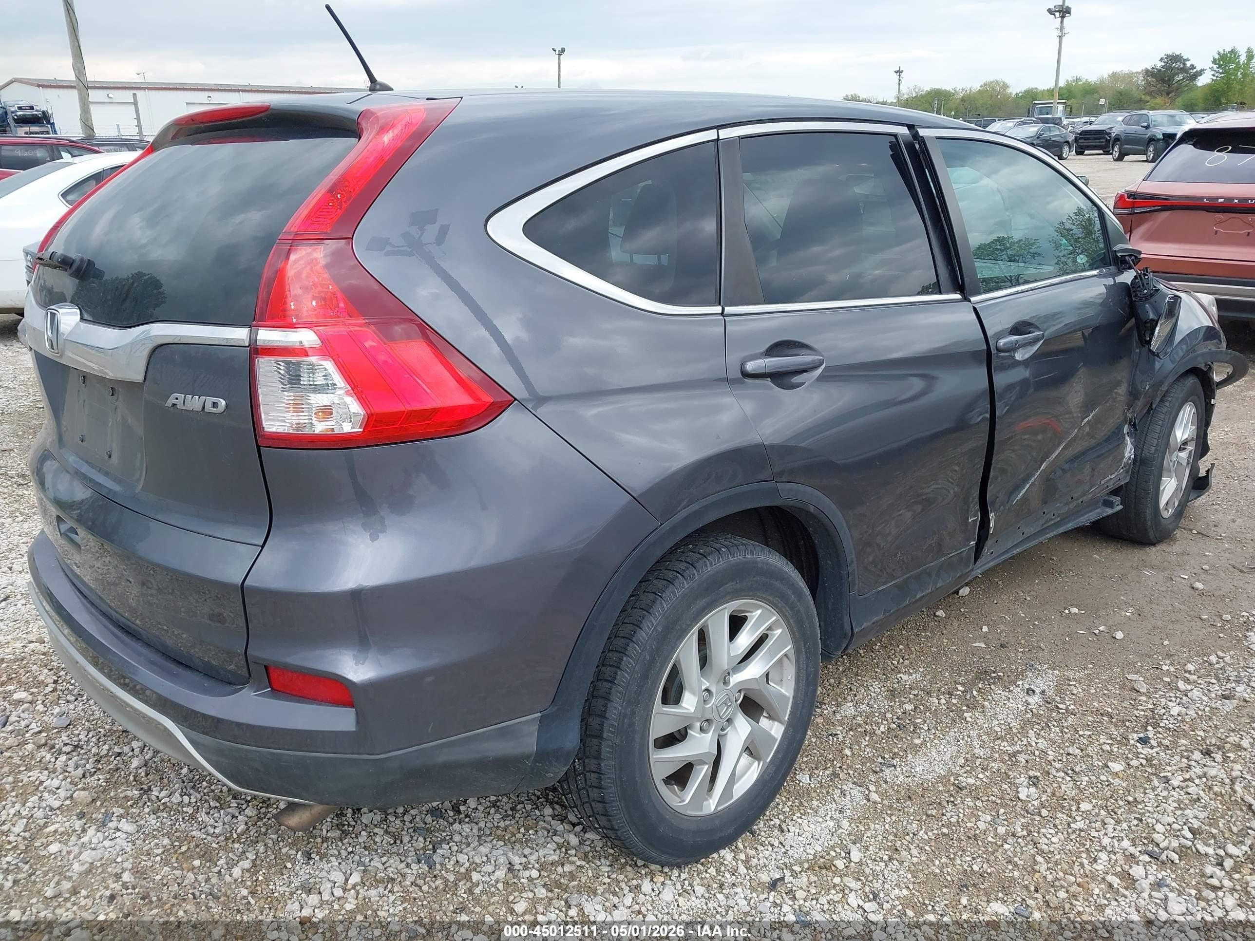 2015 Honda Cr-v Ex Gray vin: 5J6RM4H5XFL101129