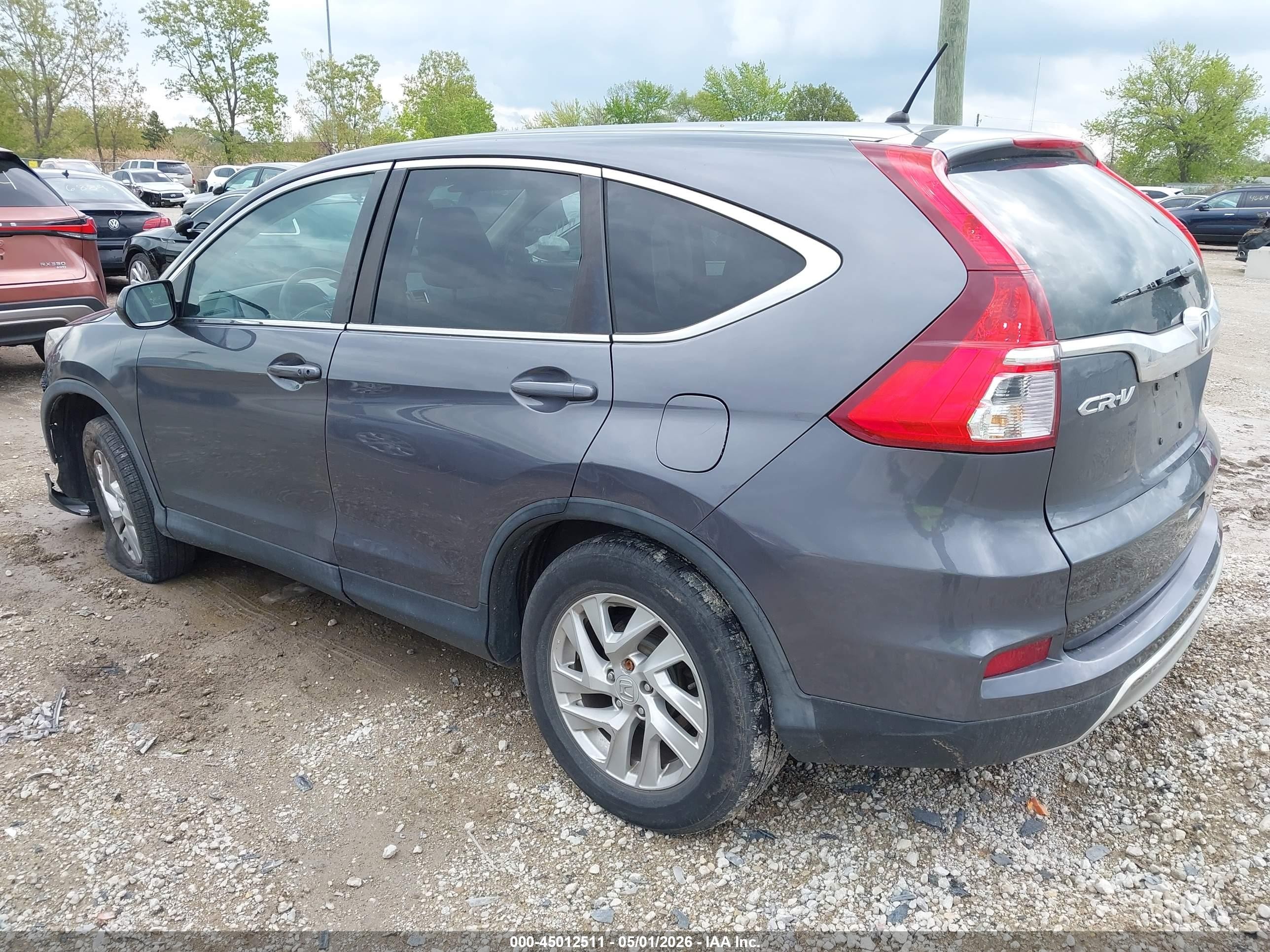 2015 Honda Cr-v Ex Gray vin: 5J6RM4H5XFL101129