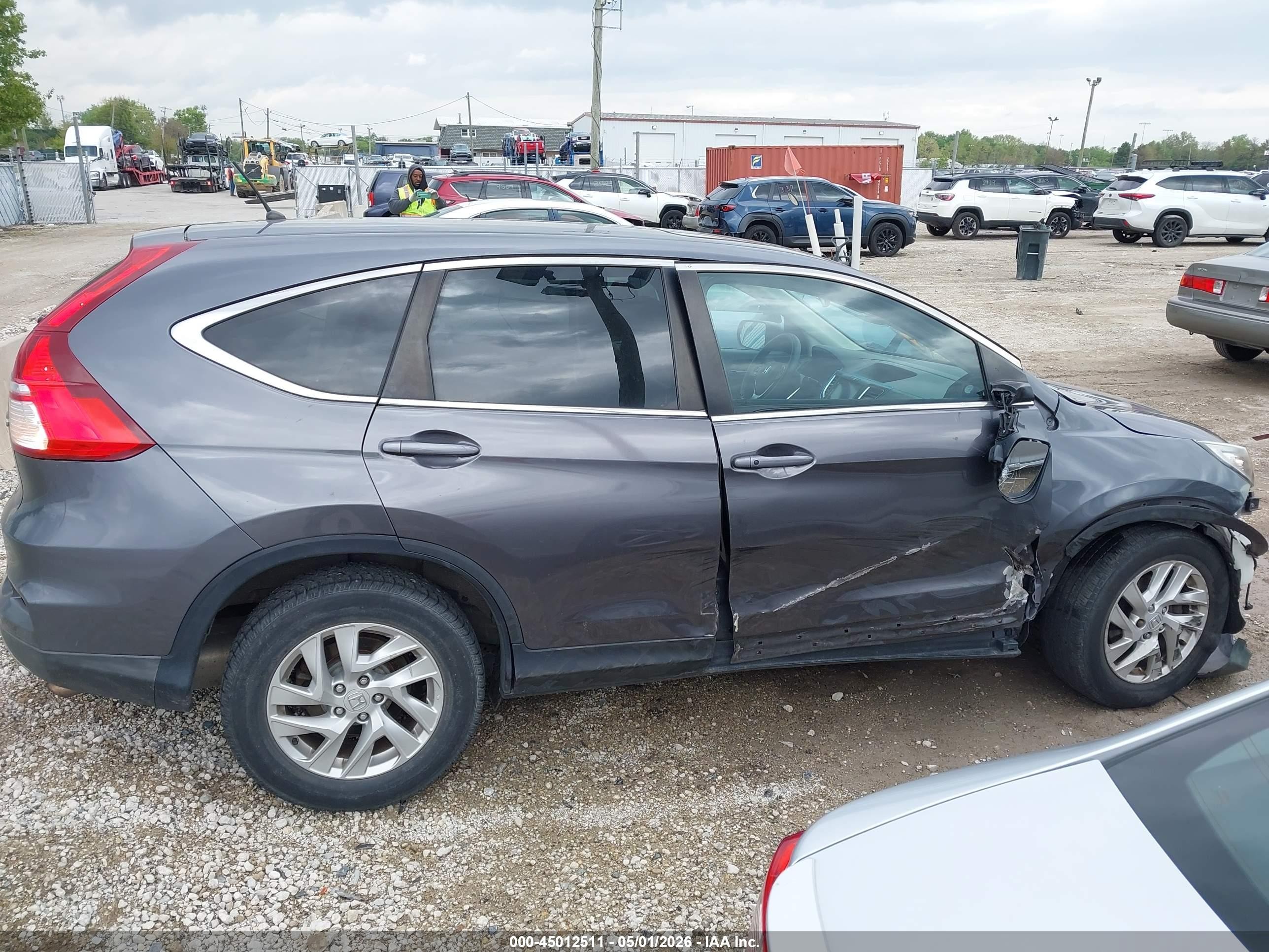 2015 Honda Cr-v Ex Gray vin: 5J6RM4H5XFL101129