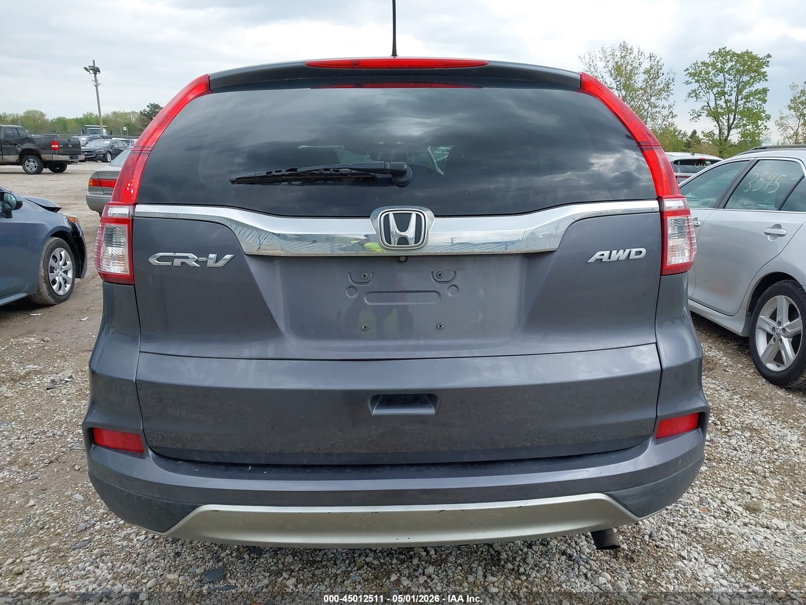 2015 Honda Cr-v Ex Gray vin: 5J6RM4H5XFL101129