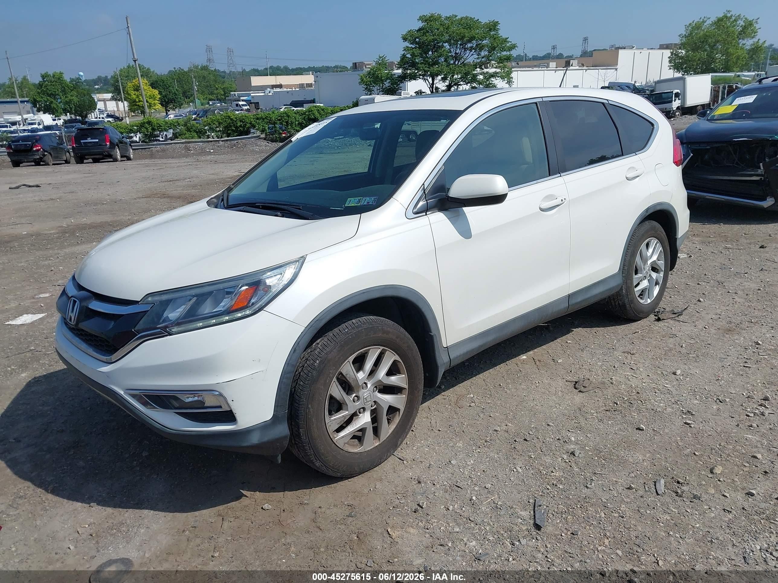 2015 Honda Cr-v Ex White vin: 5J6RM4H5XFL116133