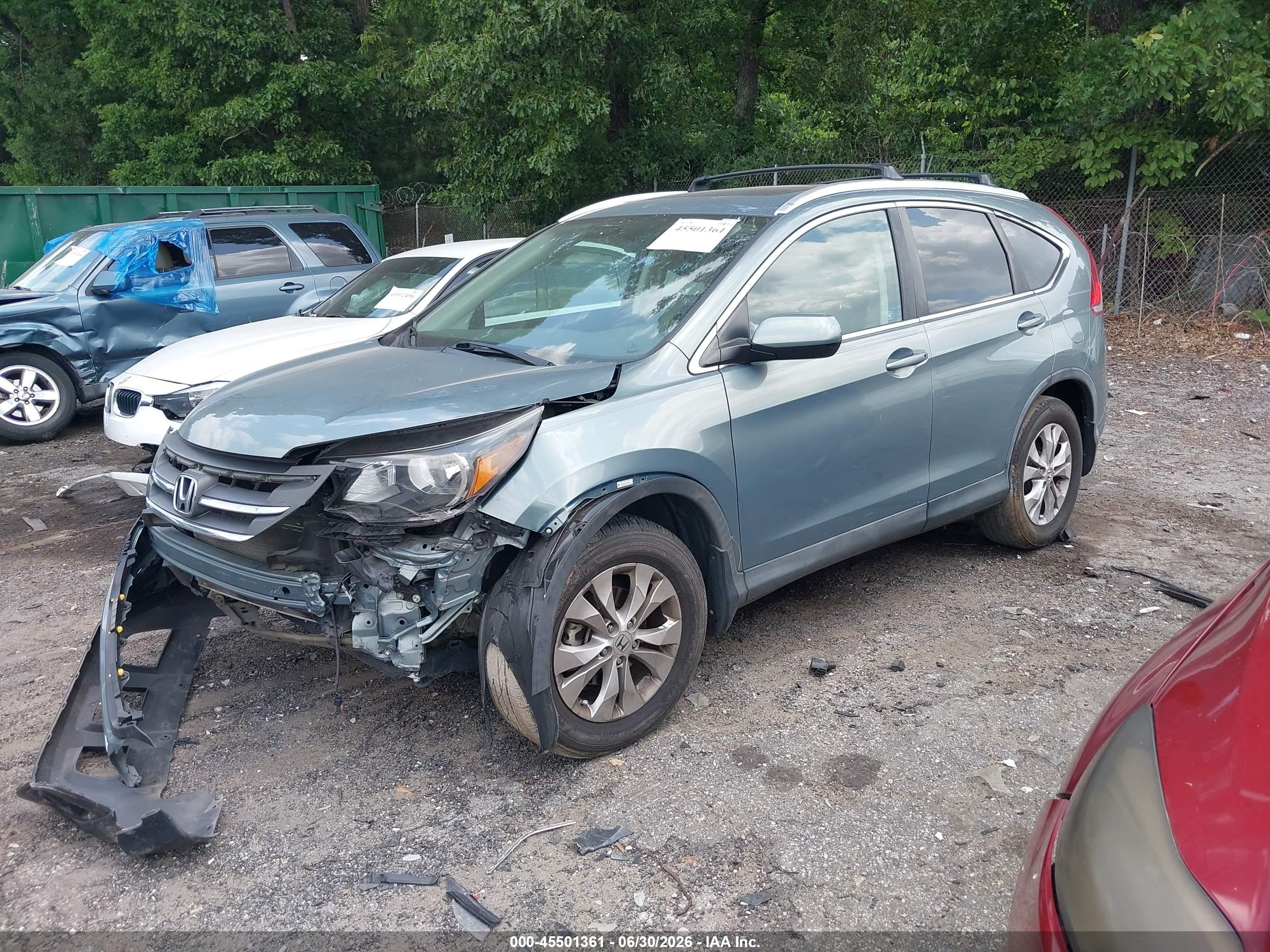 2012 Honda Cr-v Ex-l Green vin: 5J6RM4H70CL018905