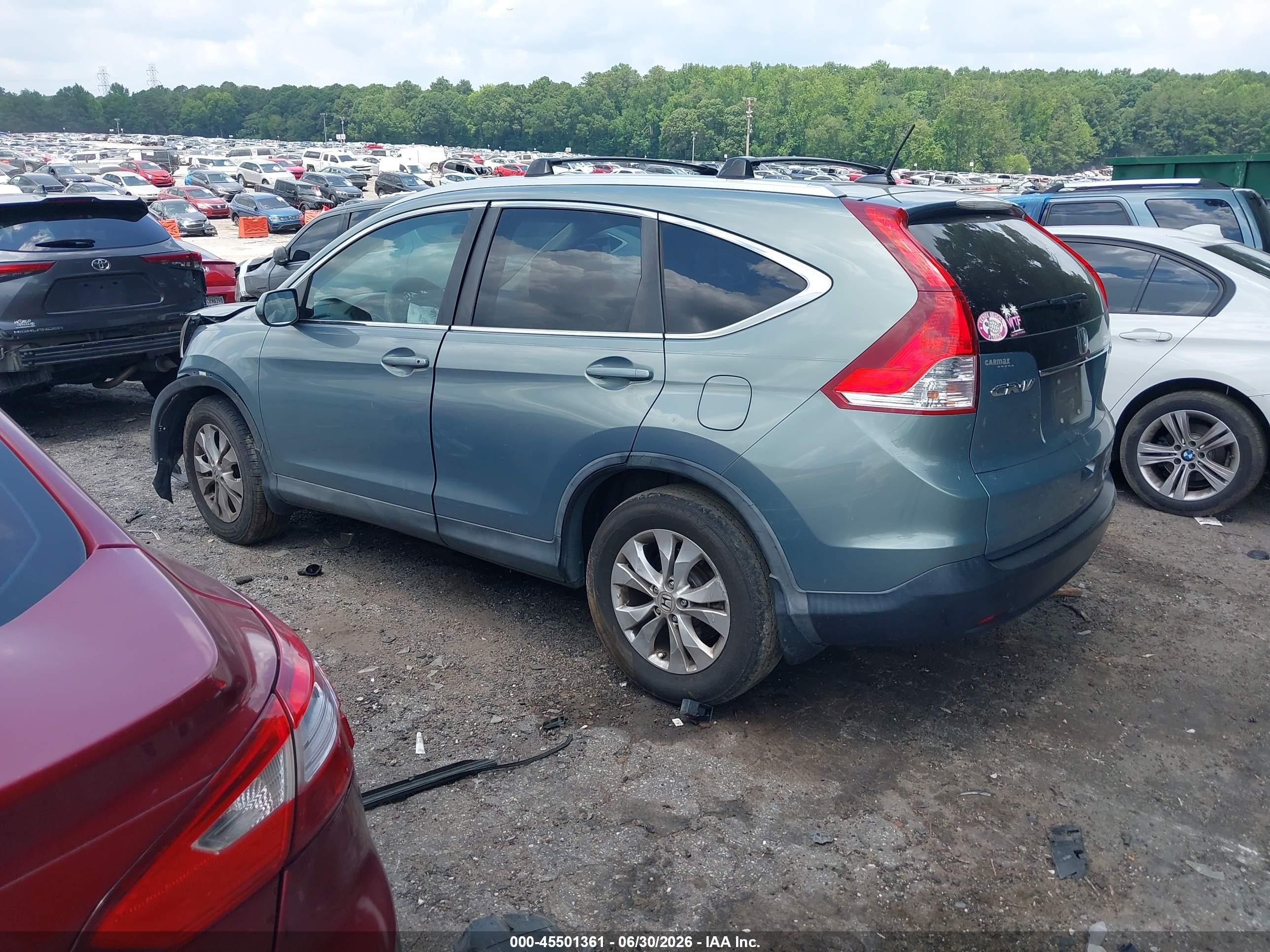 2012 Honda Cr-v Ex-l Green vin: 5J6RM4H70CL018905