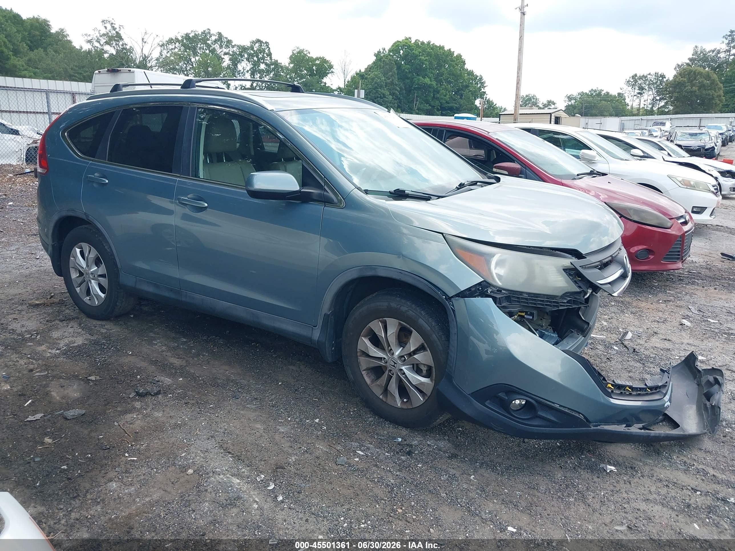 2012 Honda Cr-v Ex-l Green vin: 5J6RM4H70CL018905