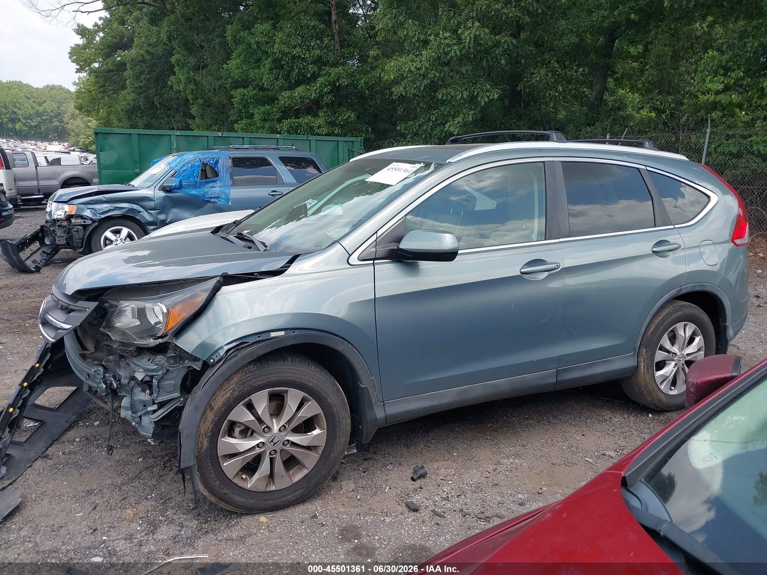 2012 Honda Cr-v Ex-l Green vin: 5J6RM4H70CL018905