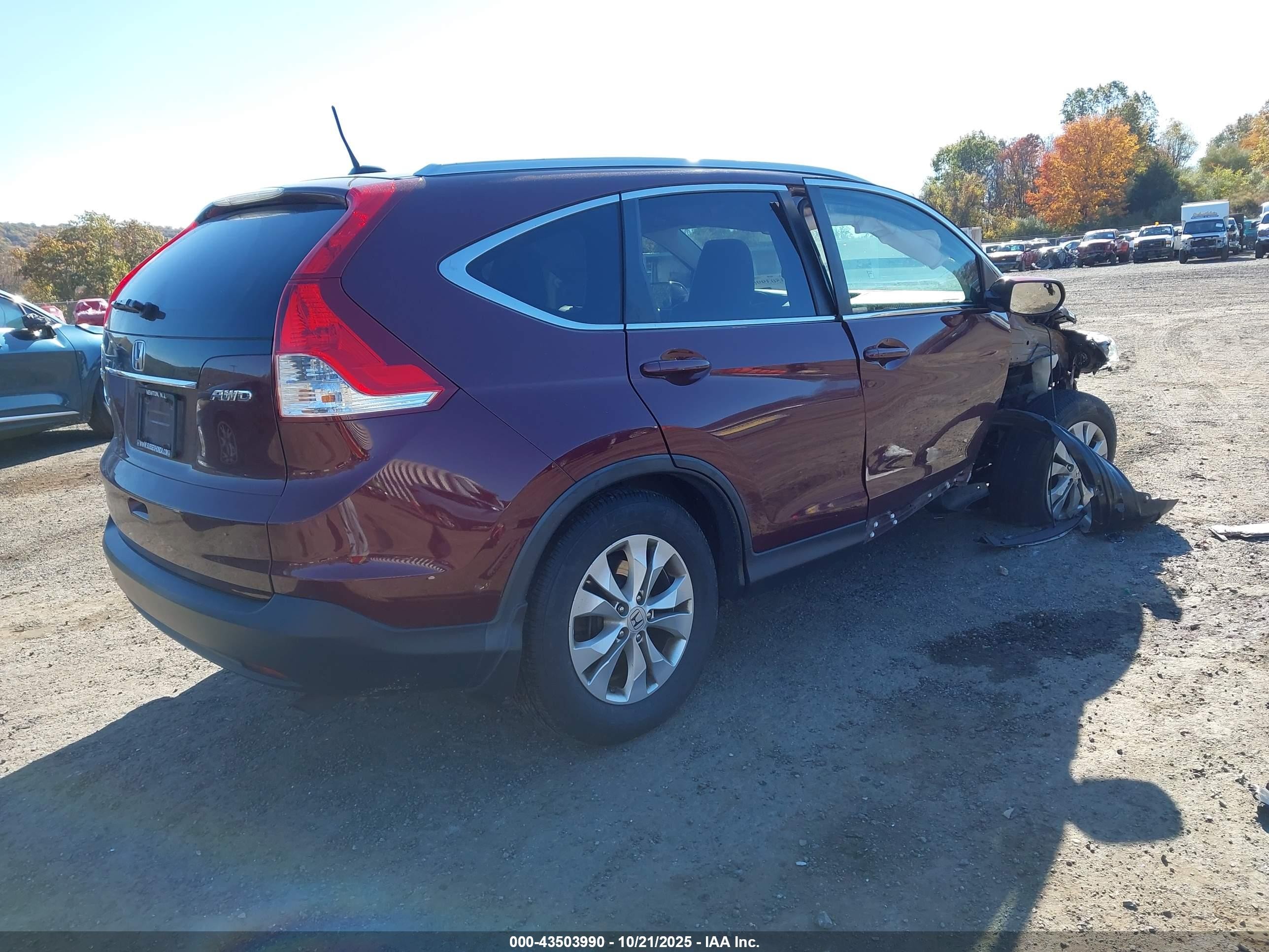 2012 Honda Cr-v Ex-l Burgundy vin: 5J6RM4H70CL029368