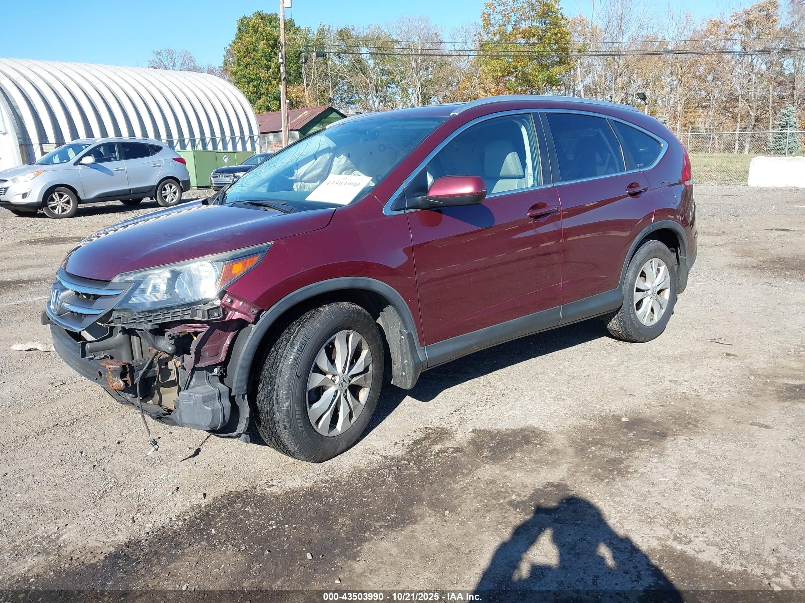 2012 Honda Cr-v Ex-l Burgundy vin: 5J6RM4H70CL029368