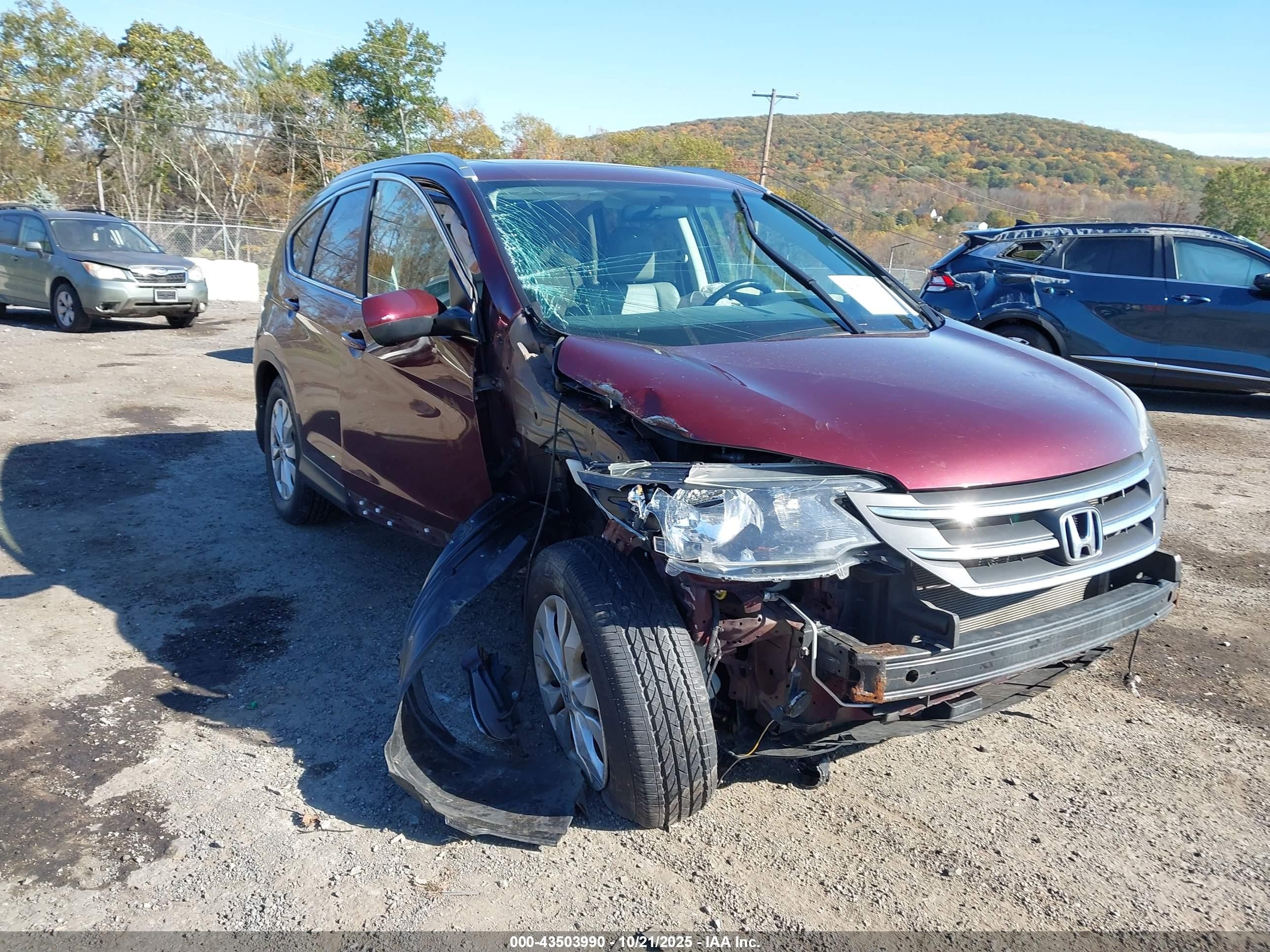2012 Honda Cr-v Ex-l Burgundy vin: 5J6RM4H70CL029368