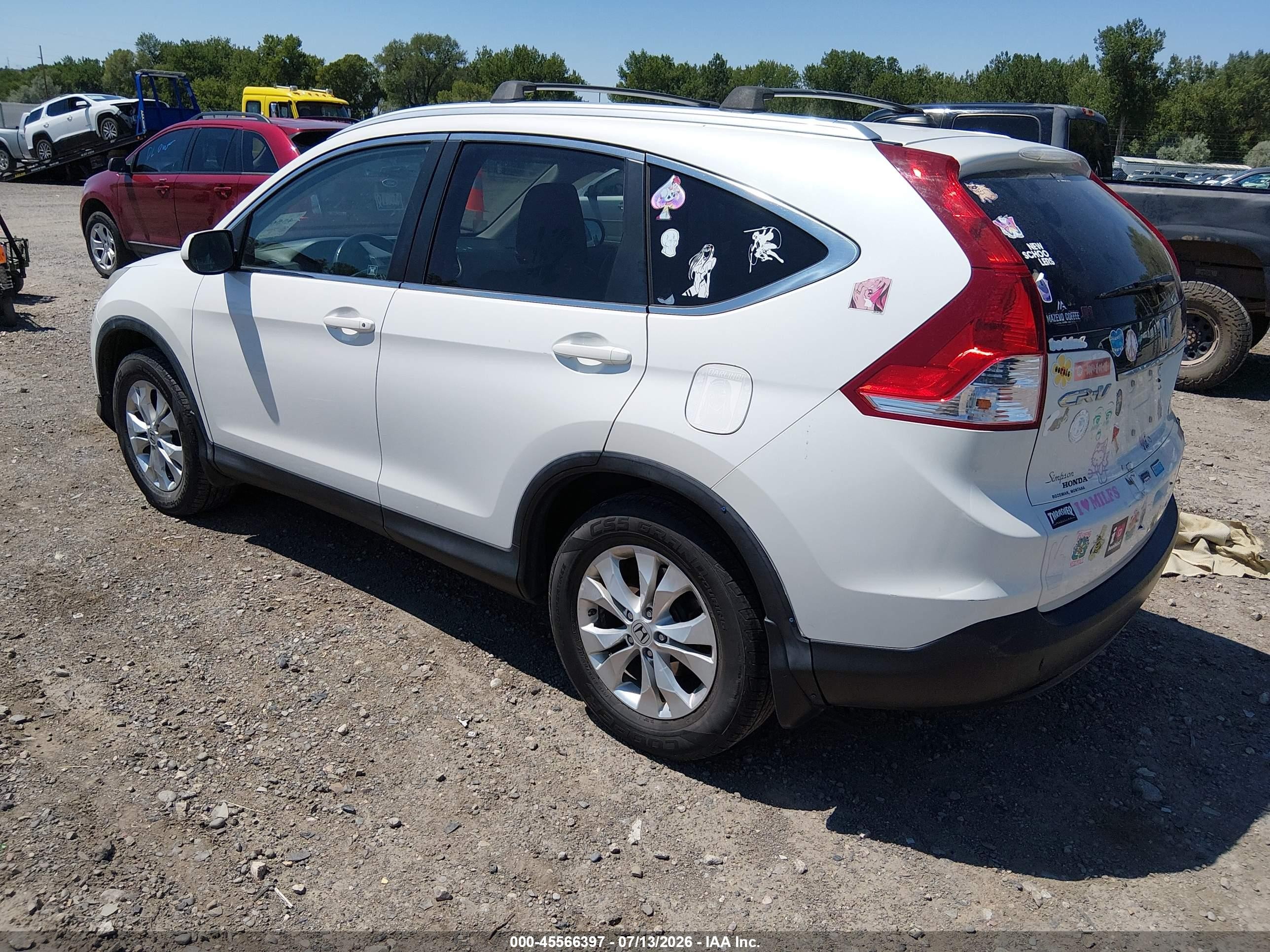 2012 Honda Cr-v Ex-l White vin: 5J6RM4H70CL071748