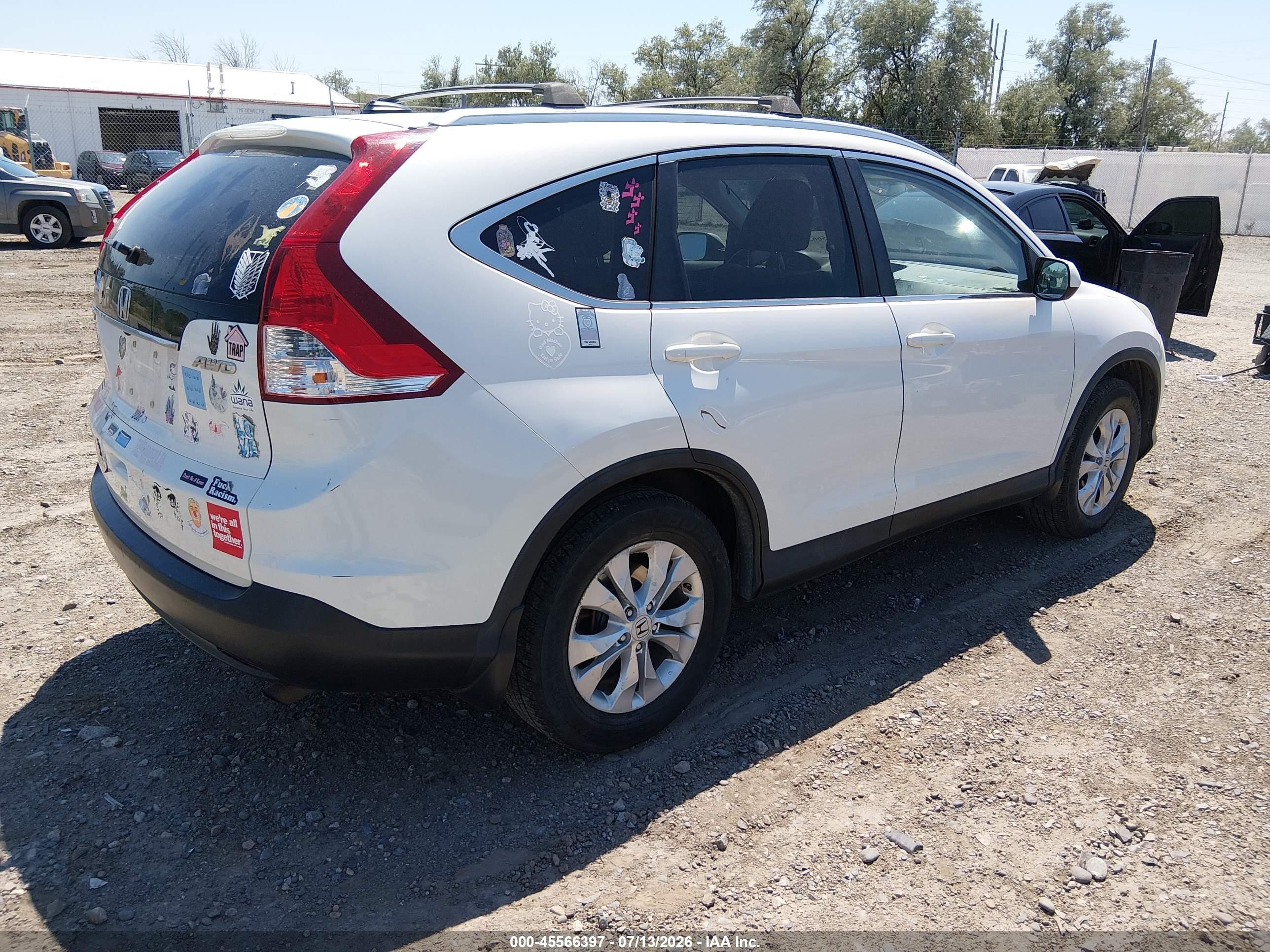 2012 Honda Cr-v Ex-l White vin: 5J6RM4H70CL071748