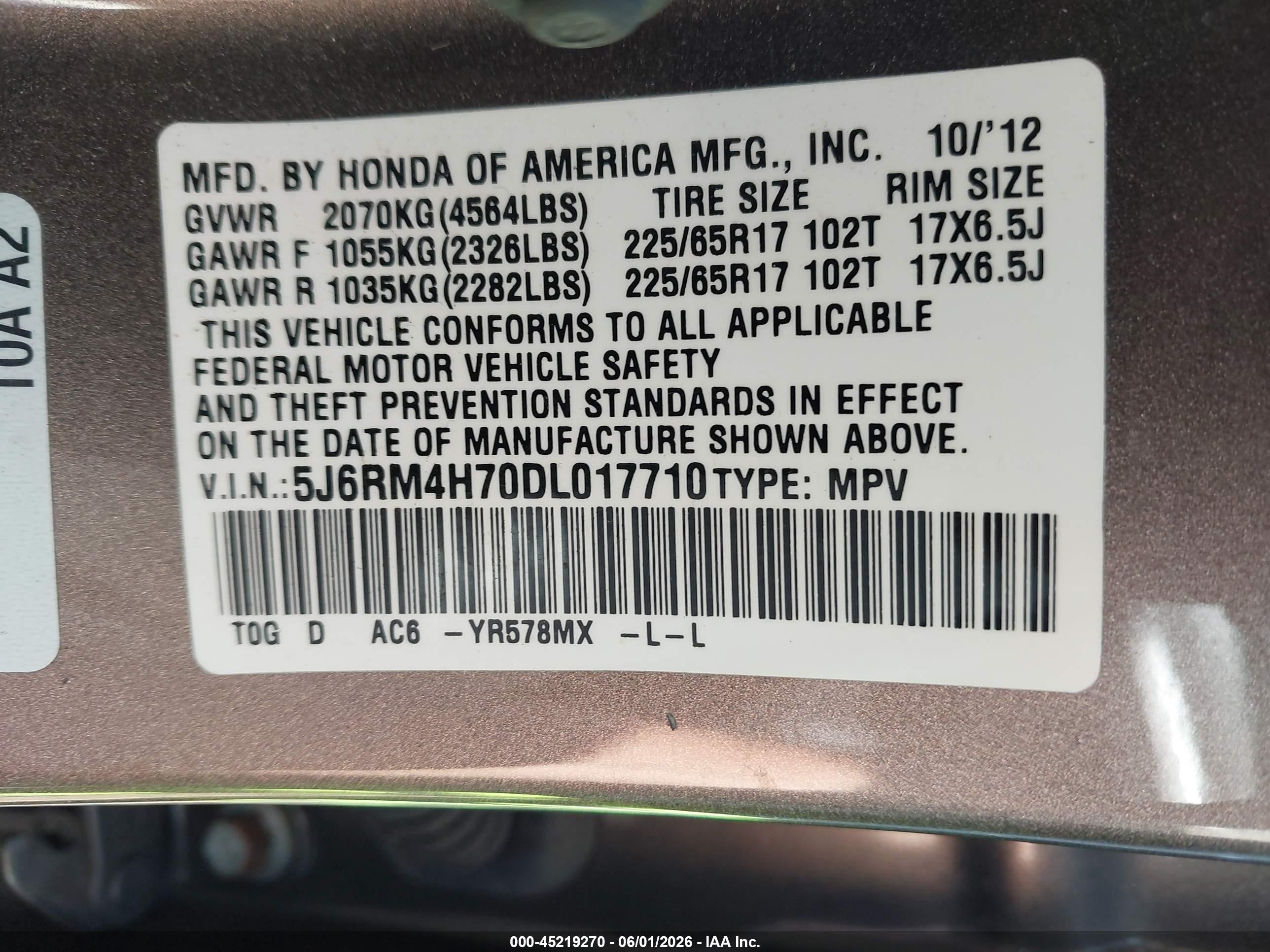 2013 Honda Cr-v Ex-l Gray vin: 5J6RM4H70DL017710