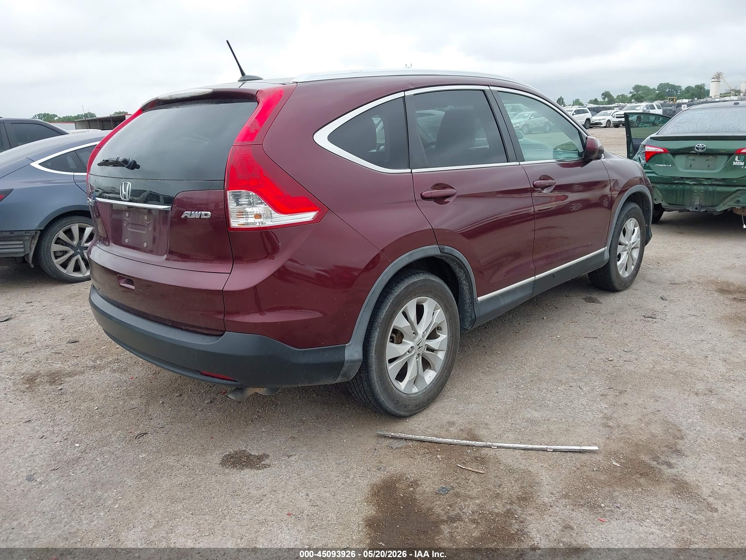 2013 Honda Cr-v Ex-l Burgundy vin: 5J6RM4H70DL052537