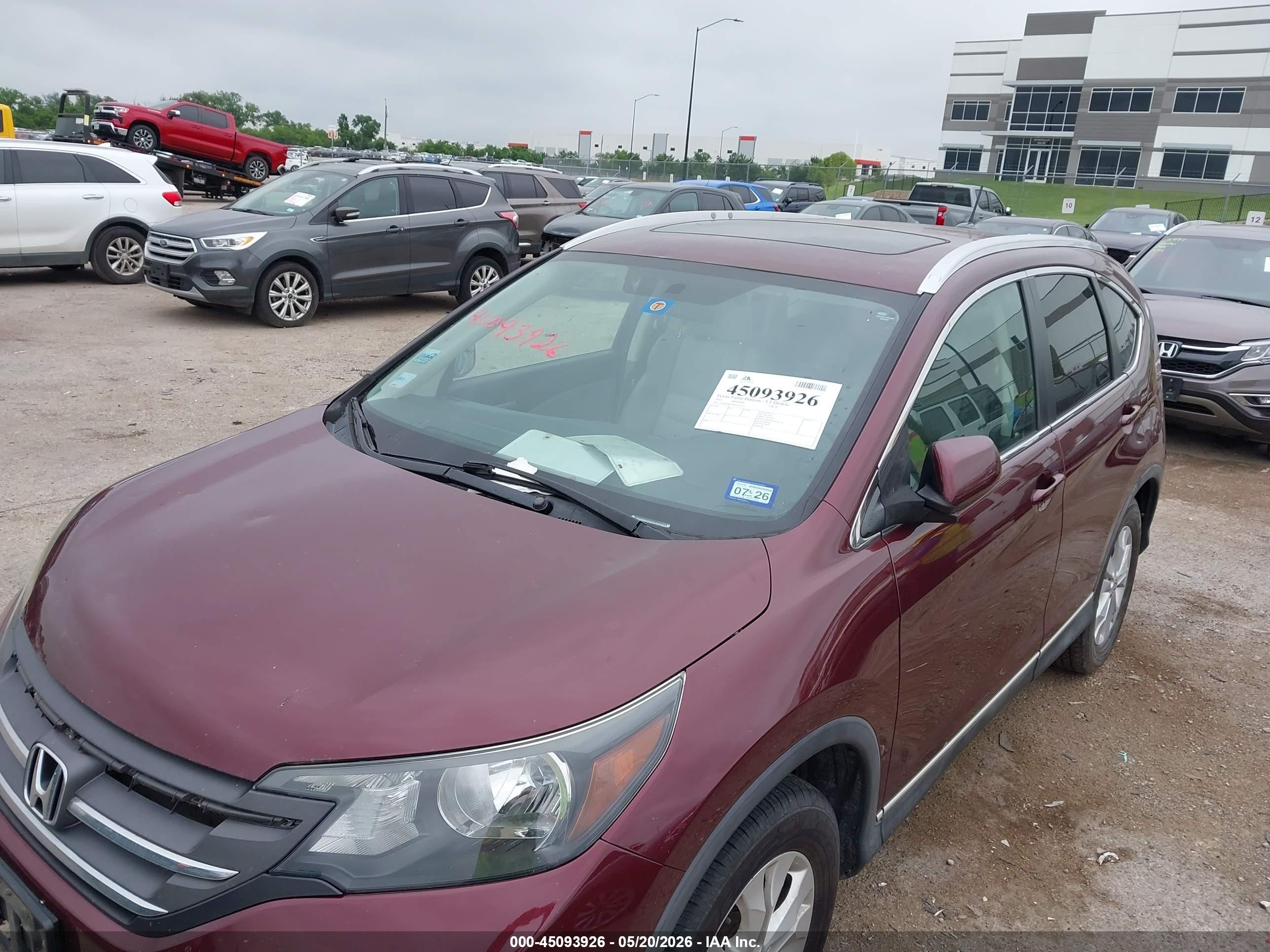 2013 Honda Cr-v Ex-l Burgundy vin: 5J6RM4H70DL052537