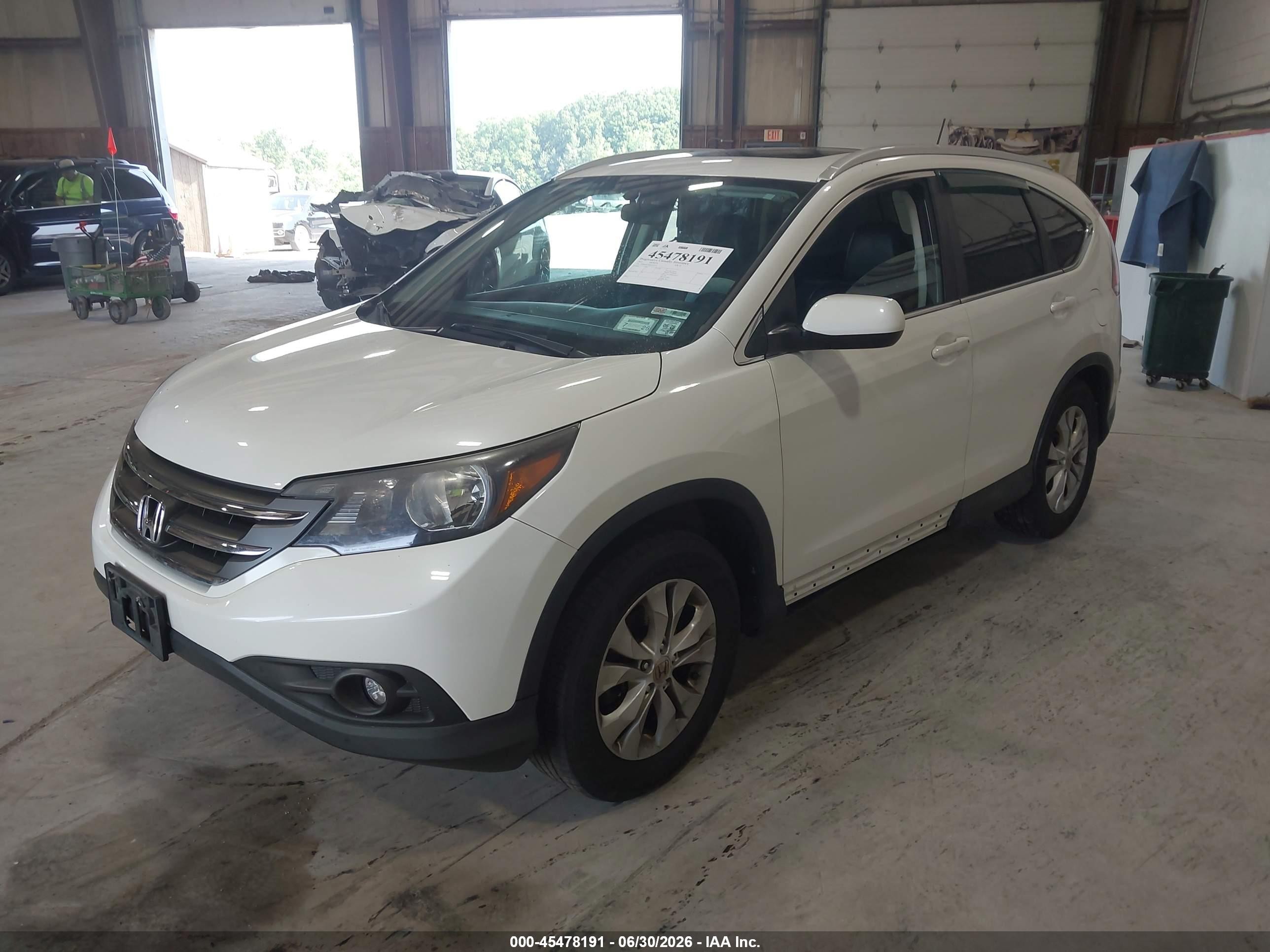 2013 Honda Cr-v Ex-l White vin: 5J6RM4H70DL059763
