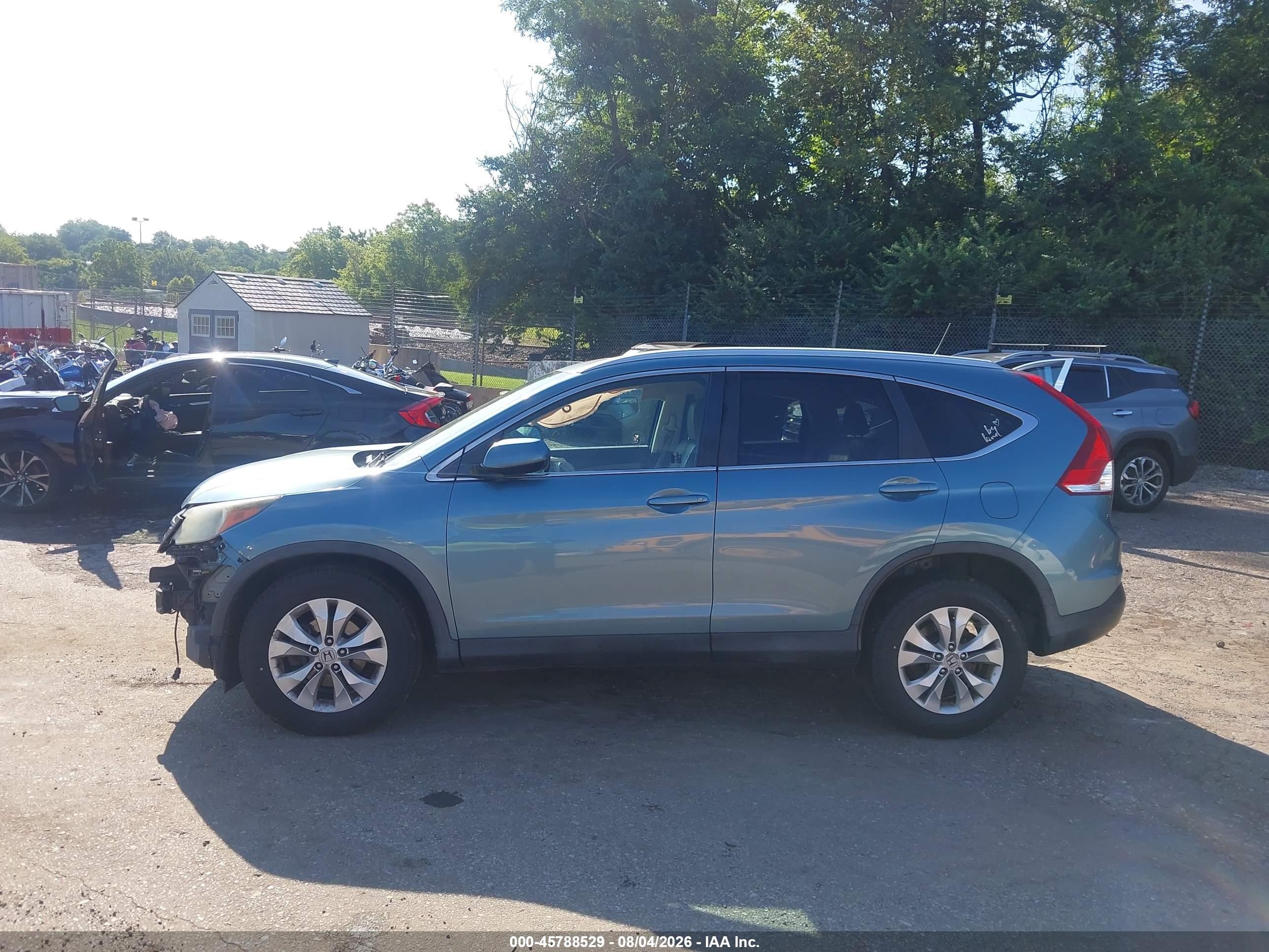2014 Honda Cr-v Ex-l Blue vin: 5J6RM4H70EL067069