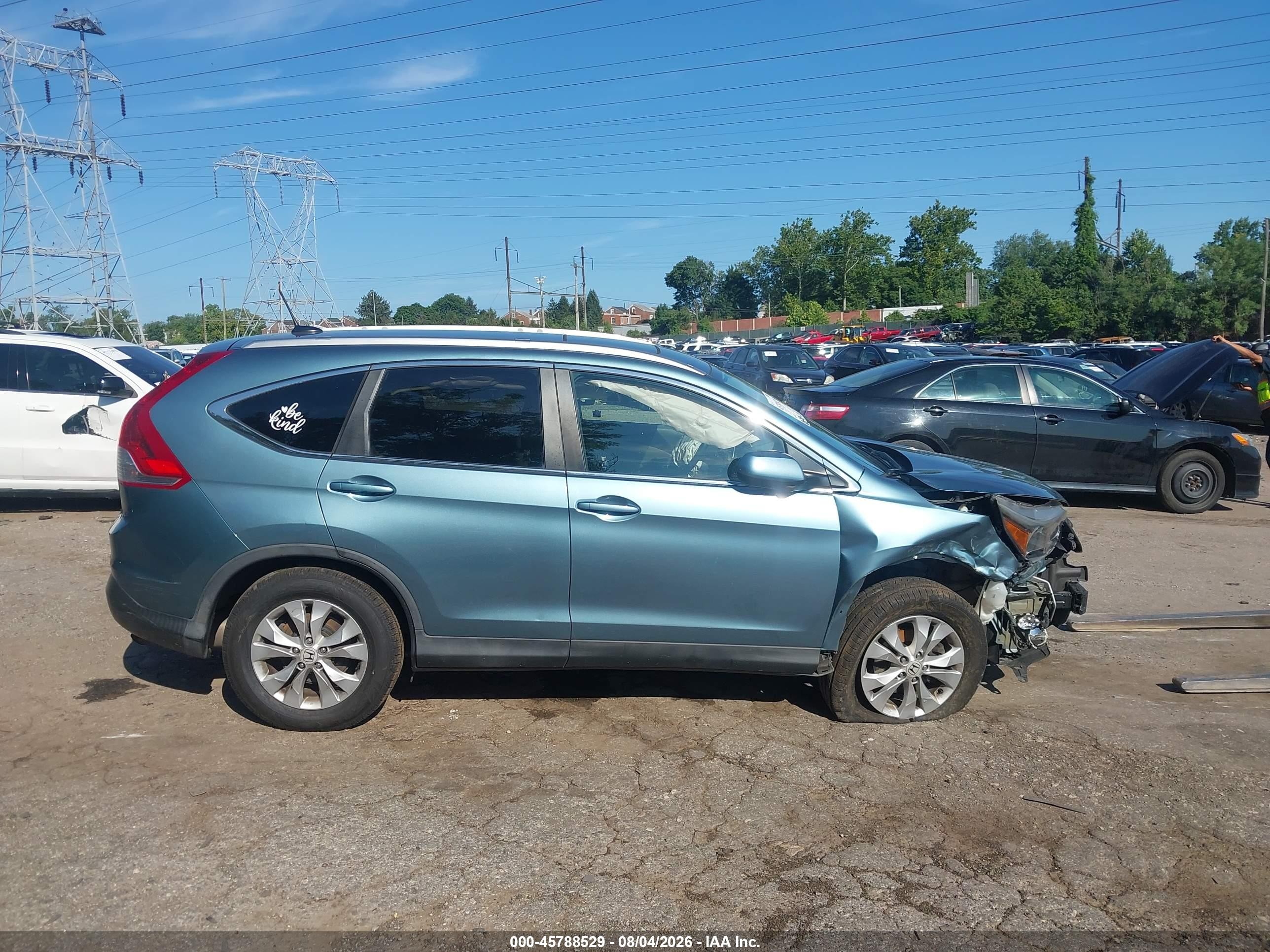 2014 Honda Cr-v Ex-l Blue vin: 5J6RM4H70EL067069