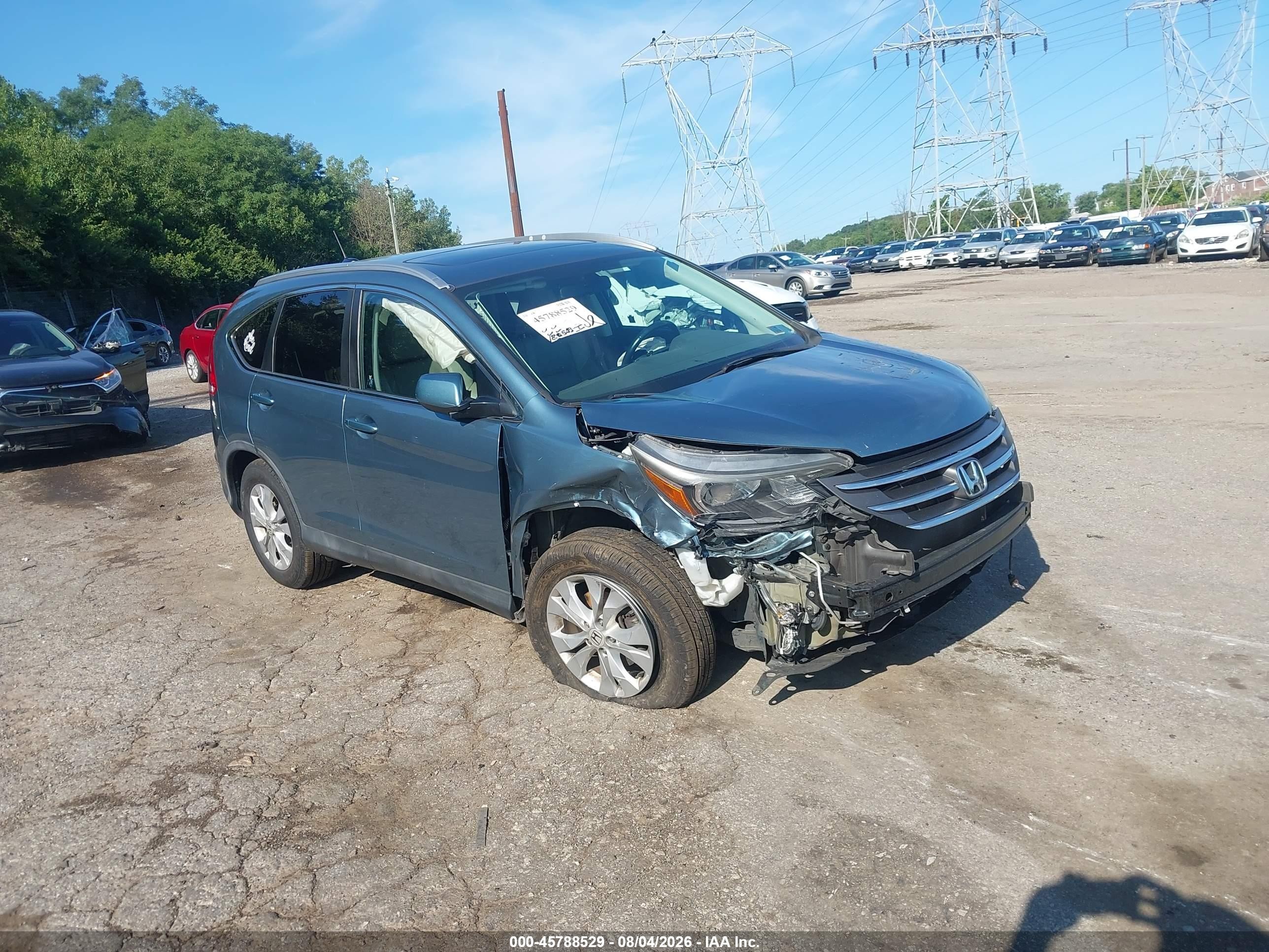 2014 Honda Cr-v Ex-l Blue vin: 5J6RM4H70EL067069