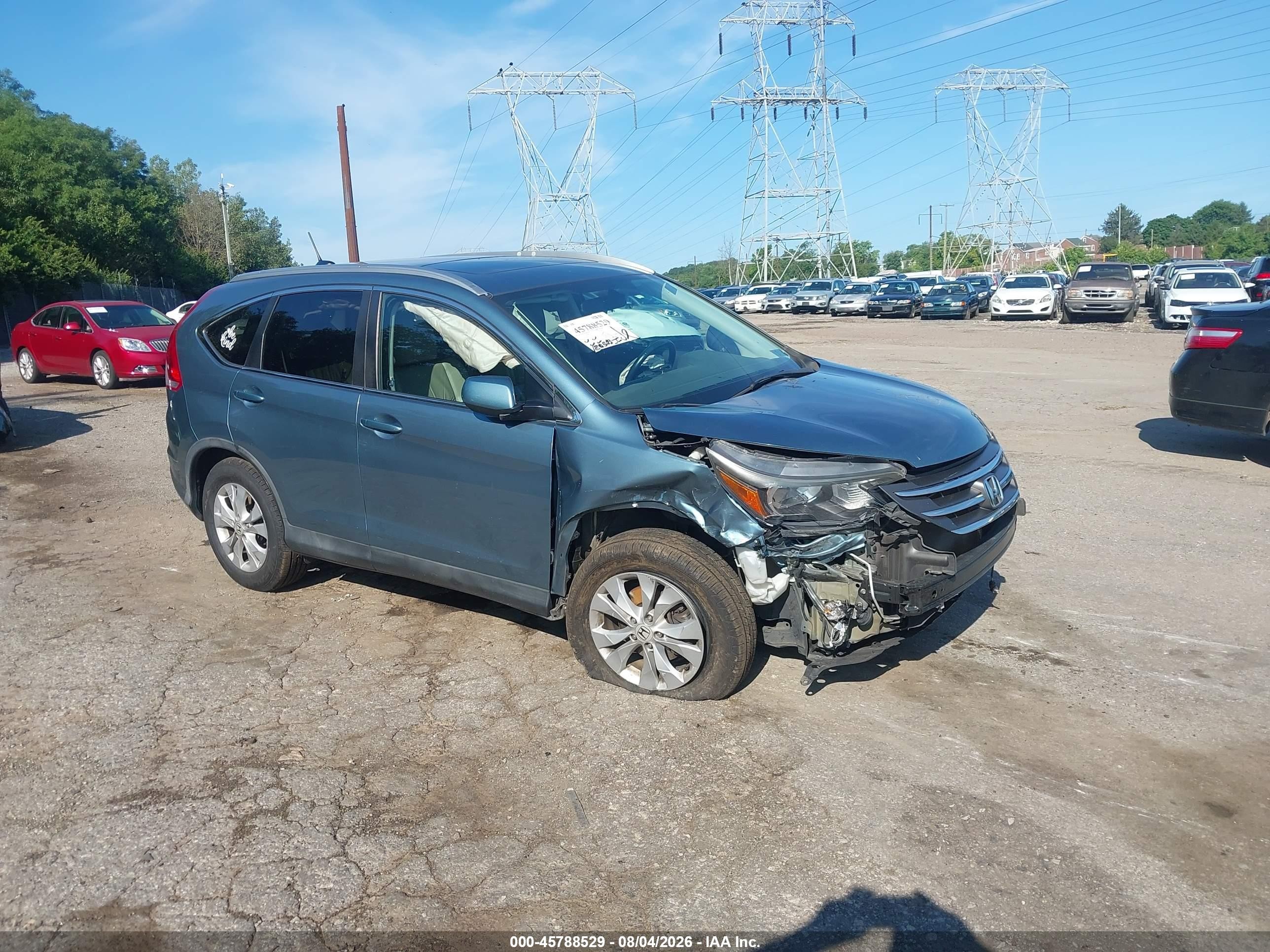 2014 Honda Cr-v Ex-l Blue vin: 5J6RM4H70EL067069