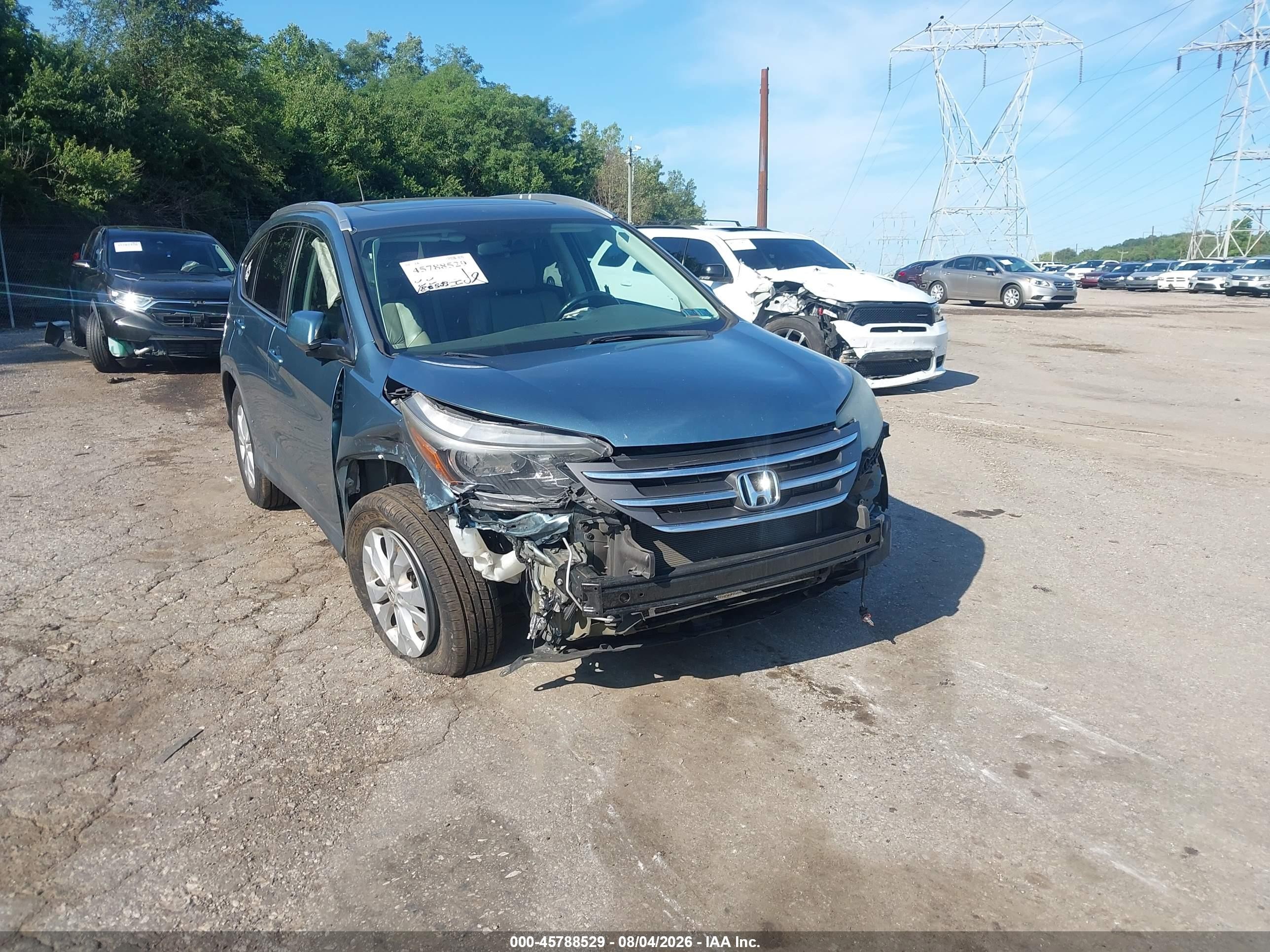 2014 Honda Cr-v Ex-l Blue vin: 5J6RM4H70EL067069