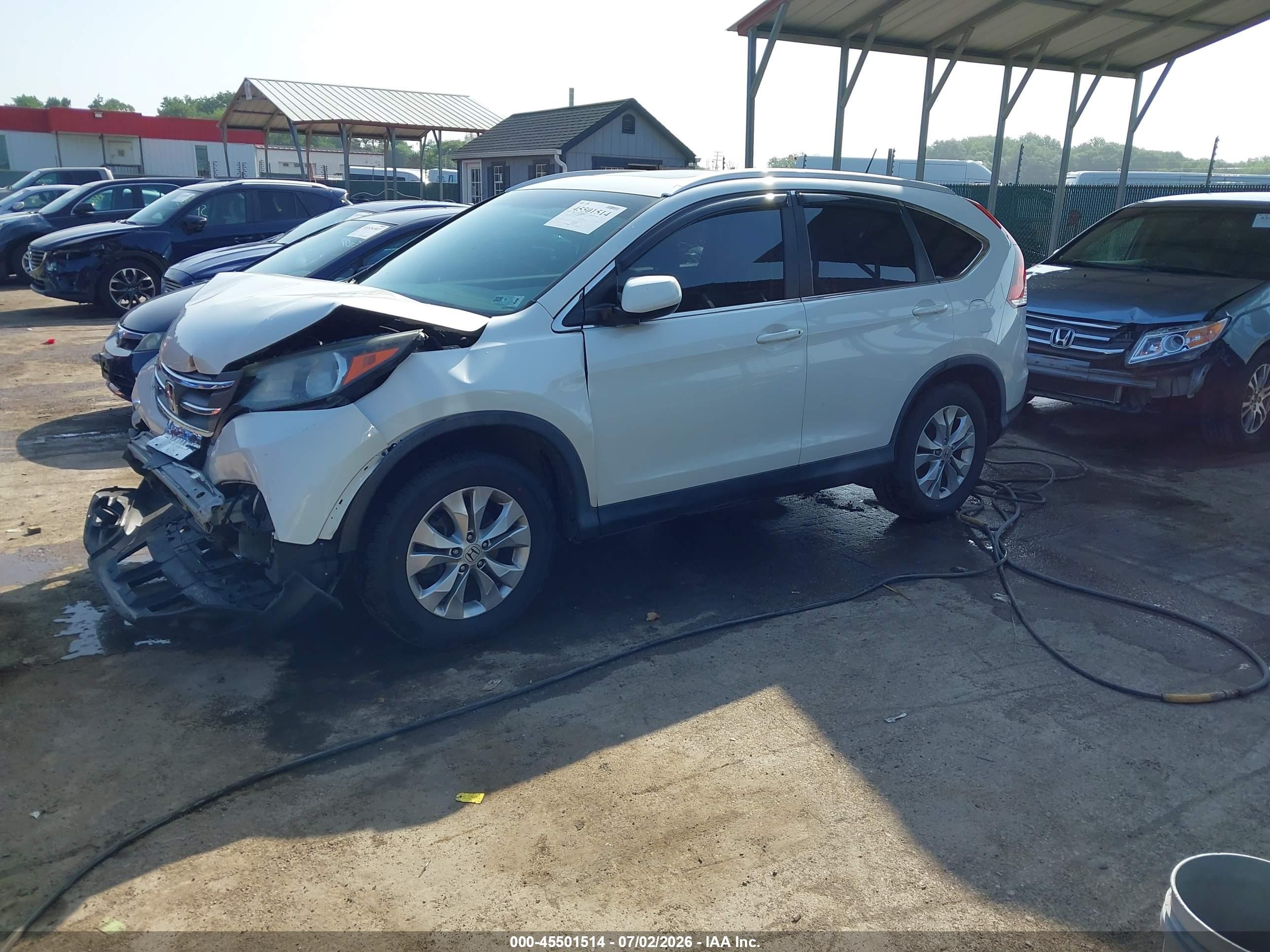 2014 Honda Cr-v Ex-l White vin: 5J6RM4H70EL074040