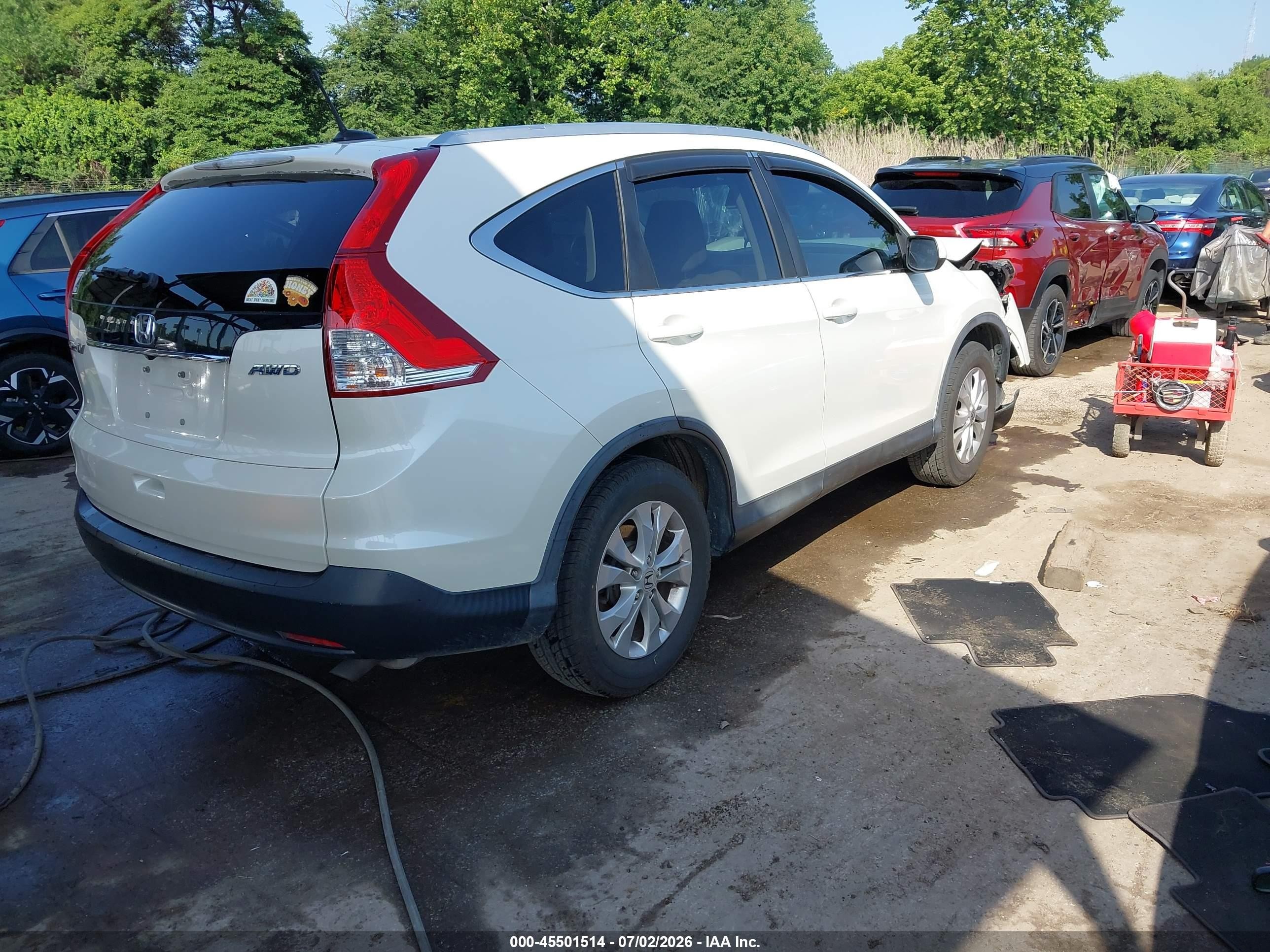2014 Honda Cr-v Ex-l White vin: 5J6RM4H70EL074040