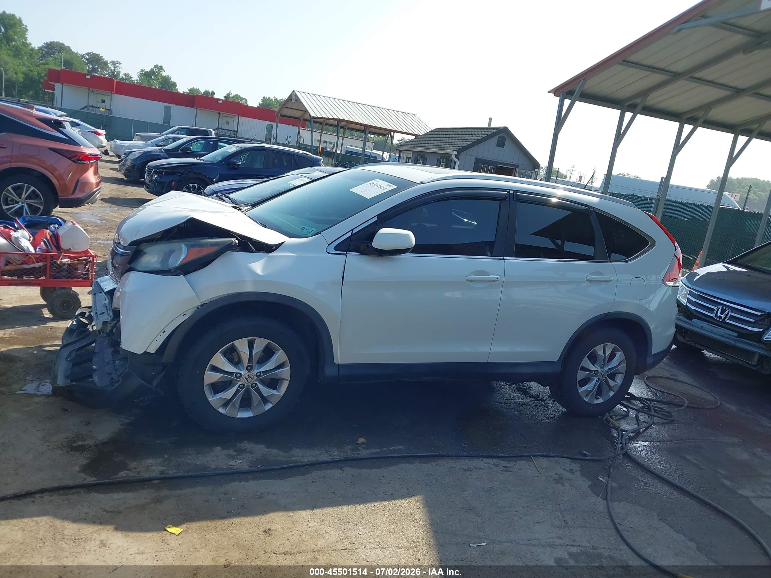 2014 Honda Cr-v Ex-l White vin: 5J6RM4H70EL074040