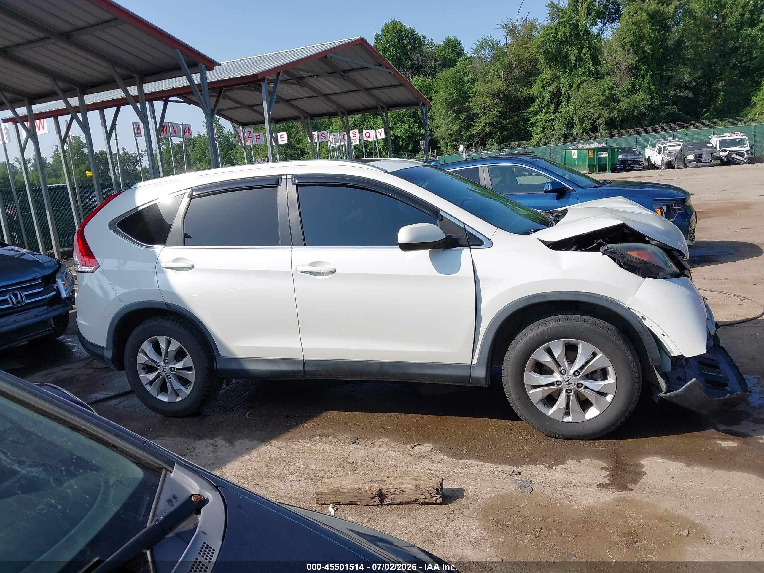 2014 Honda Cr-v Ex-l White vin: 5J6RM4H70EL074040