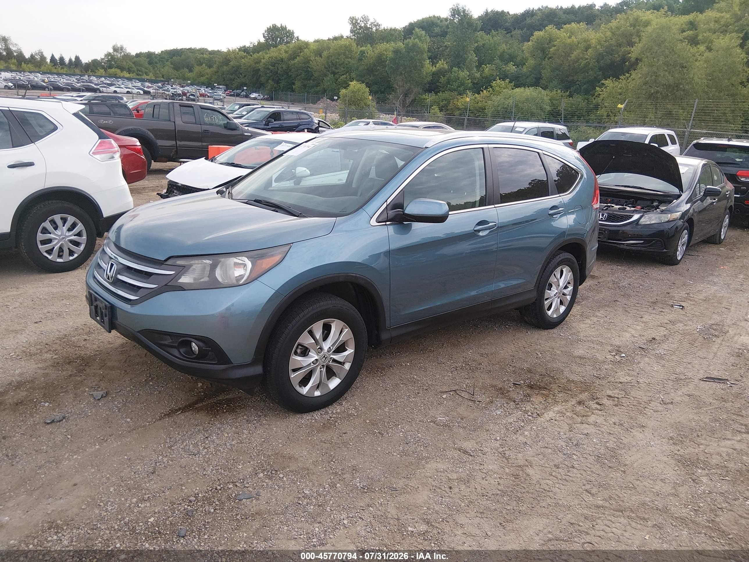2014 Honda Cr-v Ex-l Light Blue vin: 5J6RM4H70EL091677