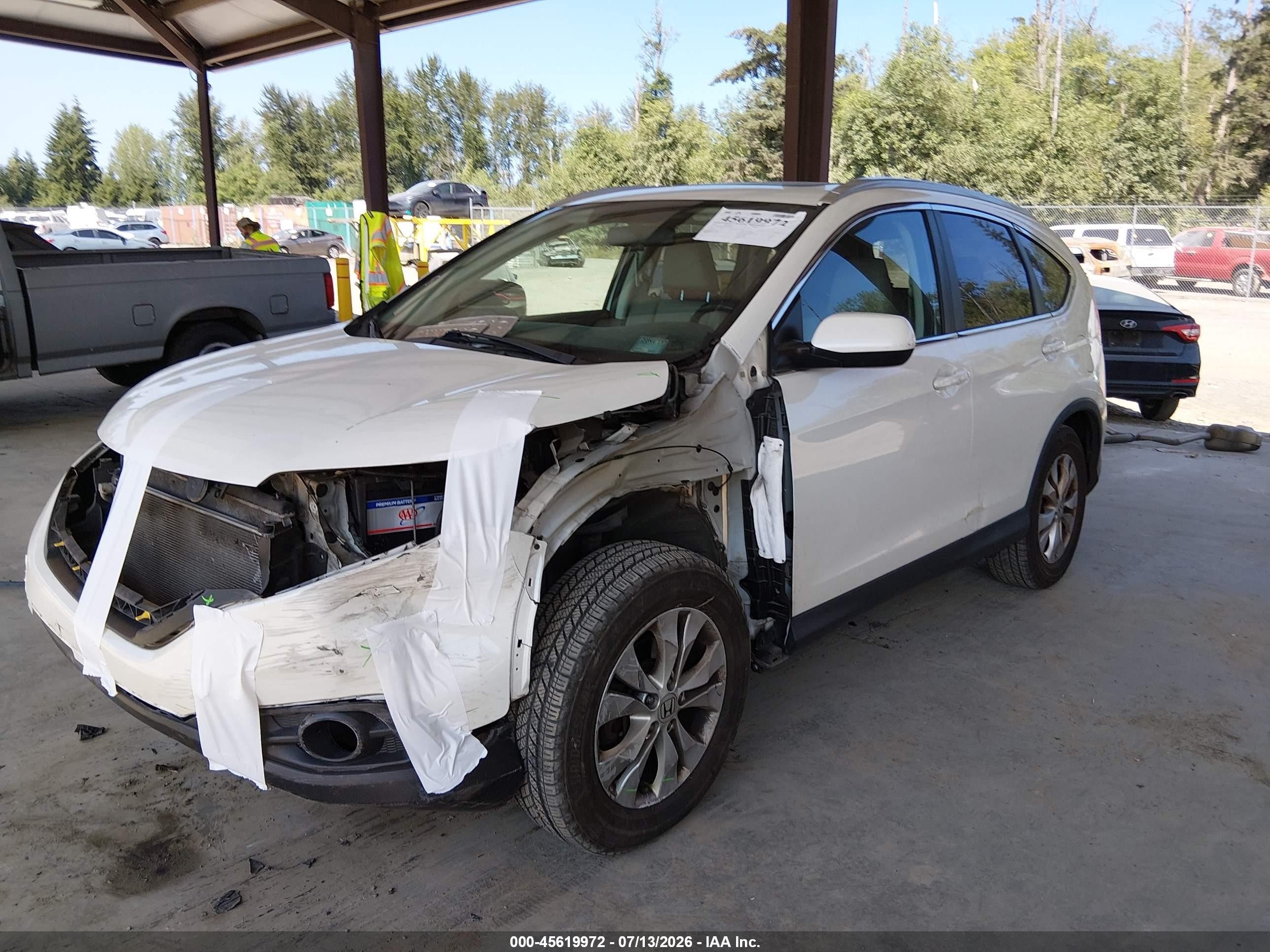 2014 Honda Cr-v Ex-l White vin: 5J6RM4H70EL095230