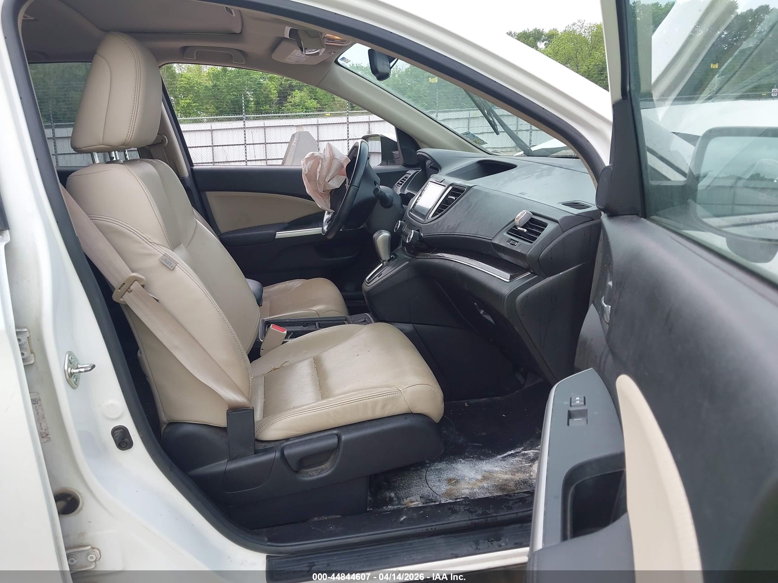 2015 Honda Cr-v Ex-l White vin: 5J6RM4H70FL094418