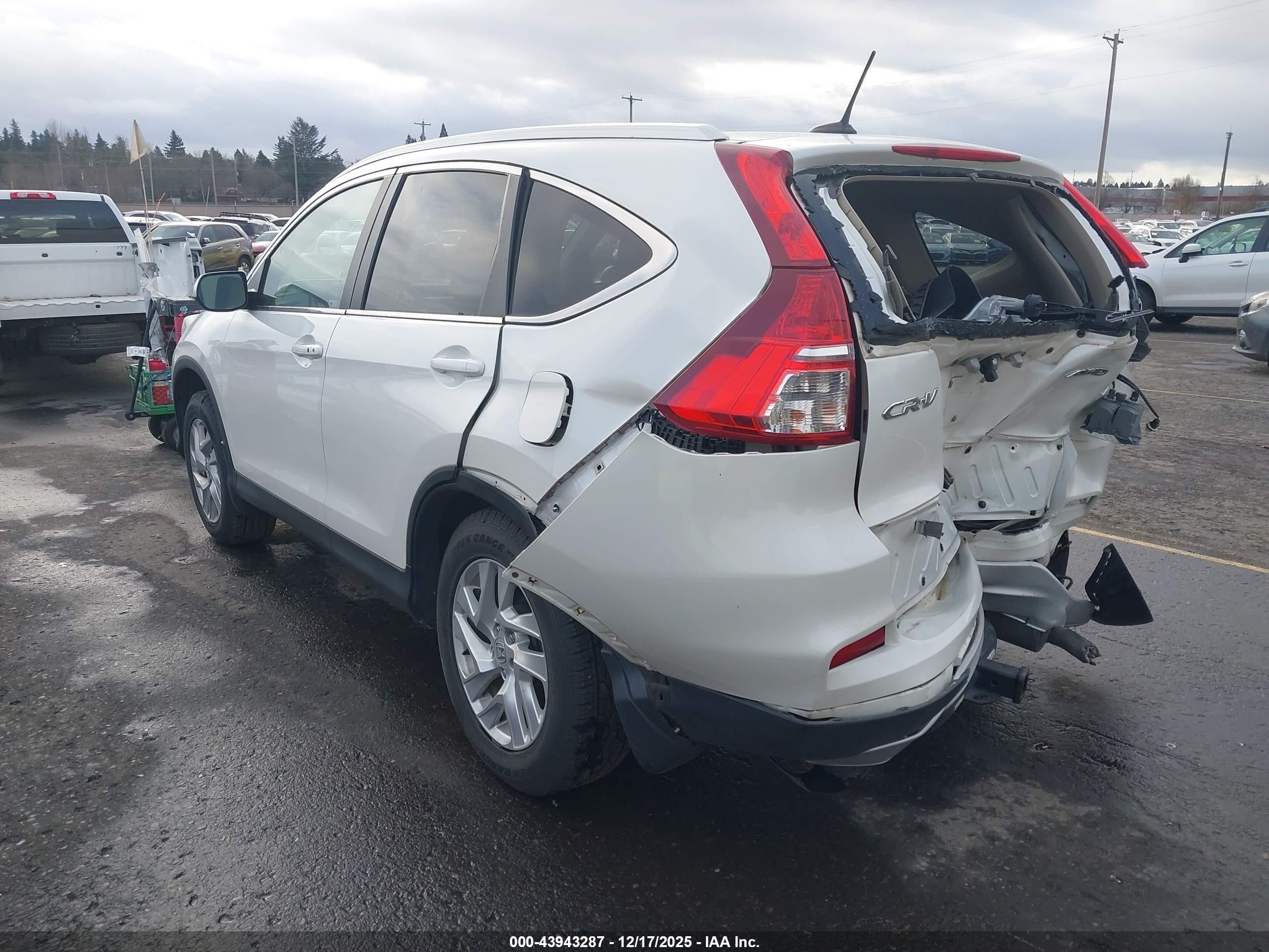 2015 Honda Cr-v Ex-l White vin: 5J6RM4H70FL098677