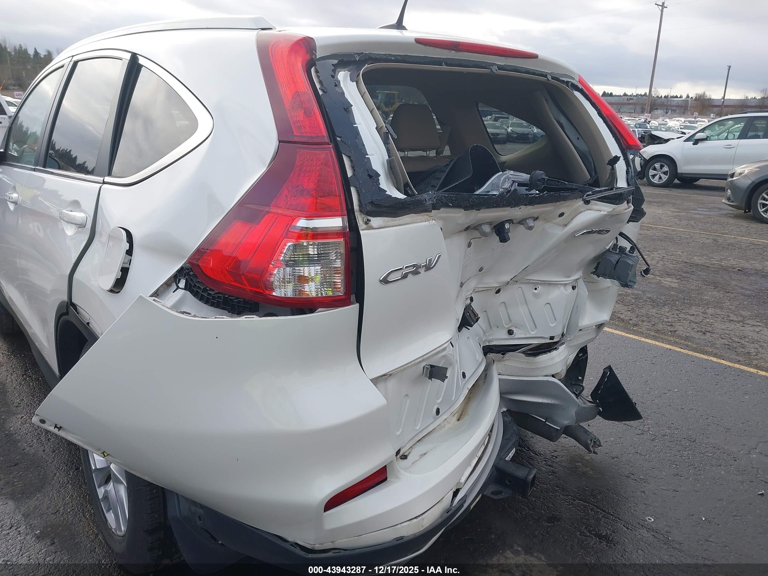 2015 Honda Cr-v Ex-l White vin: 5J6RM4H70FL098677