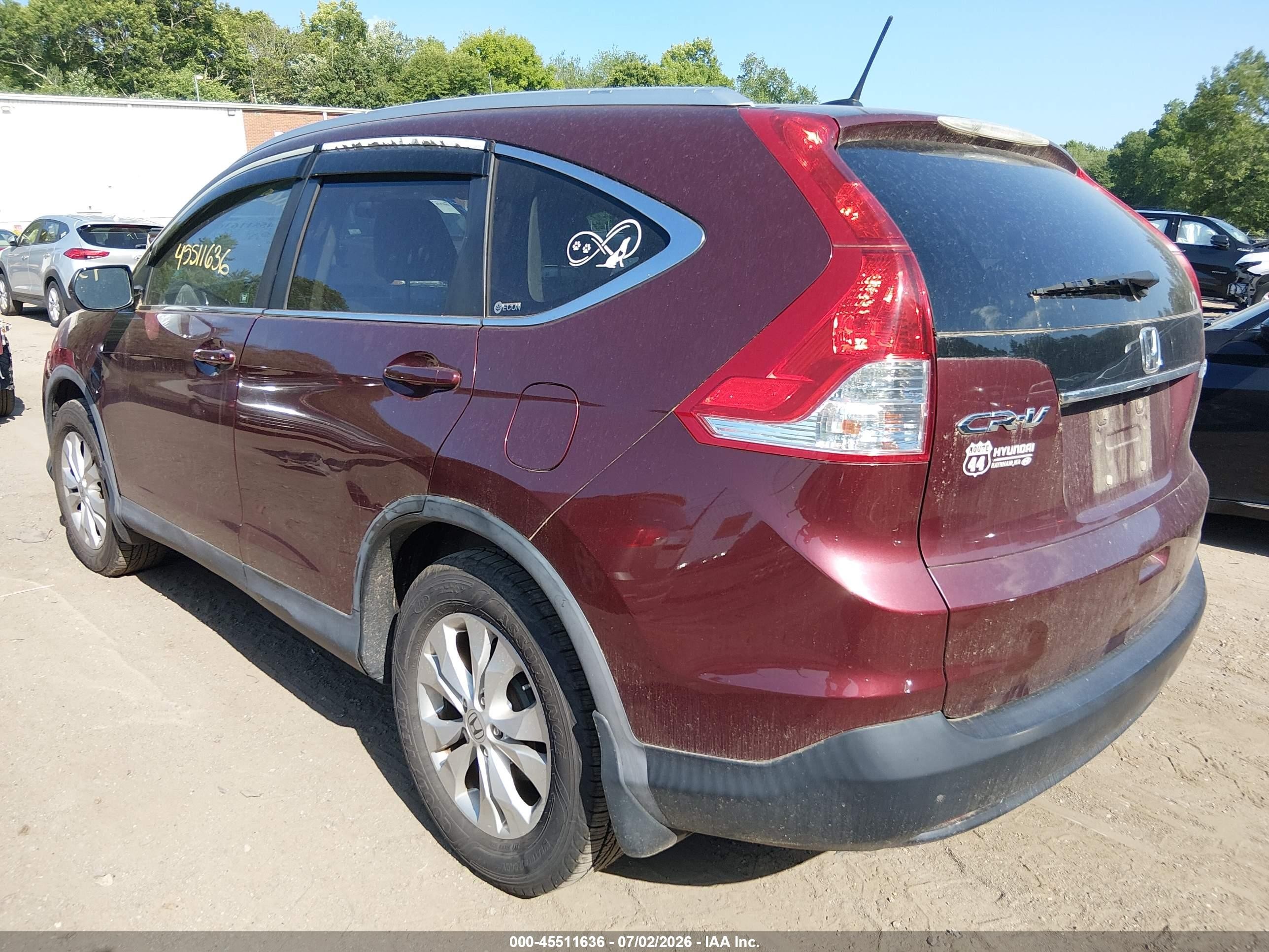 2012 Honda Cr-v Ex-l Red vin: 5J6RM4H71CL016158