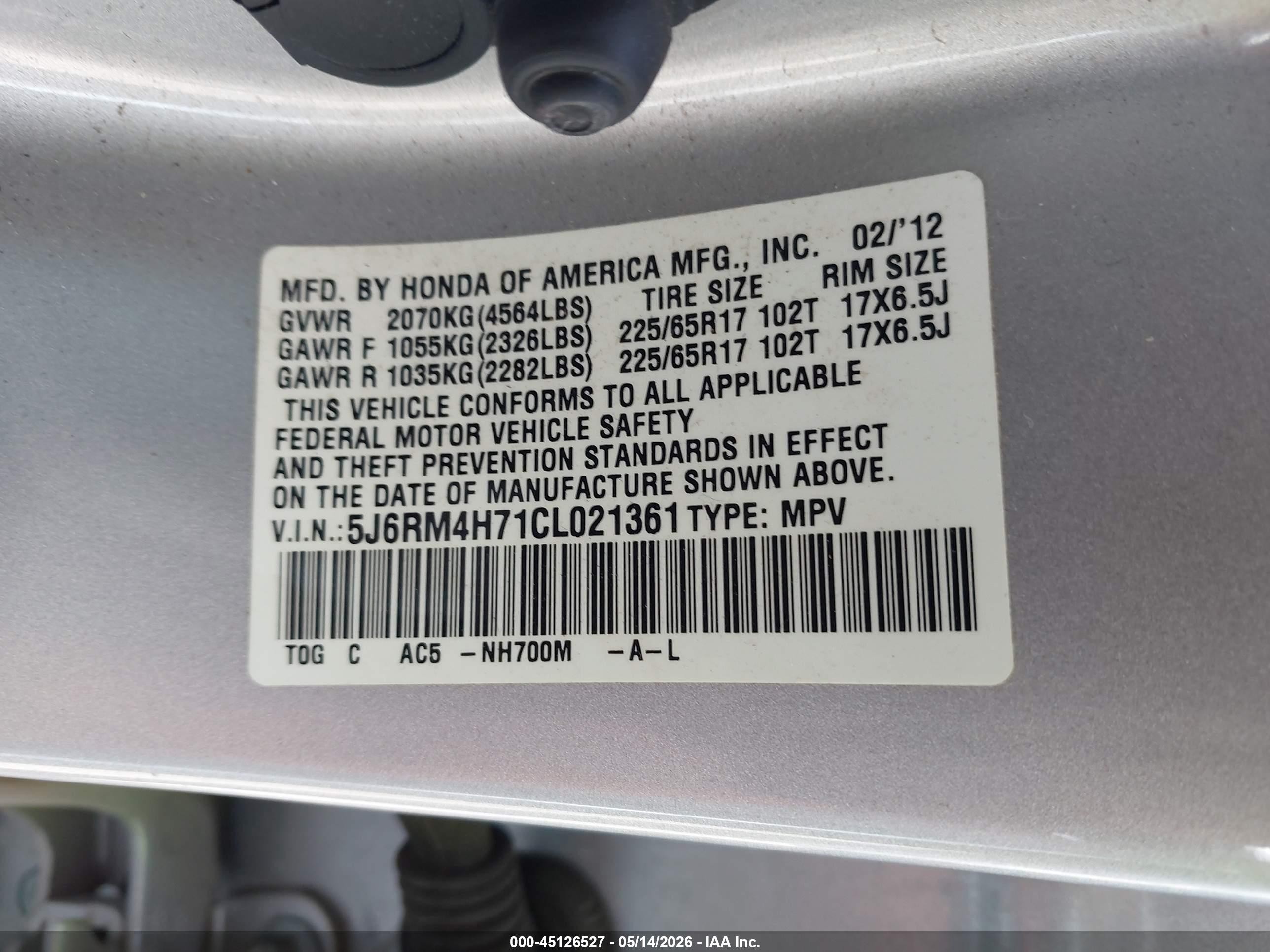 2012 Honda Cr-v Ex-l Silver vin: 5J6RM4H71CL021361
