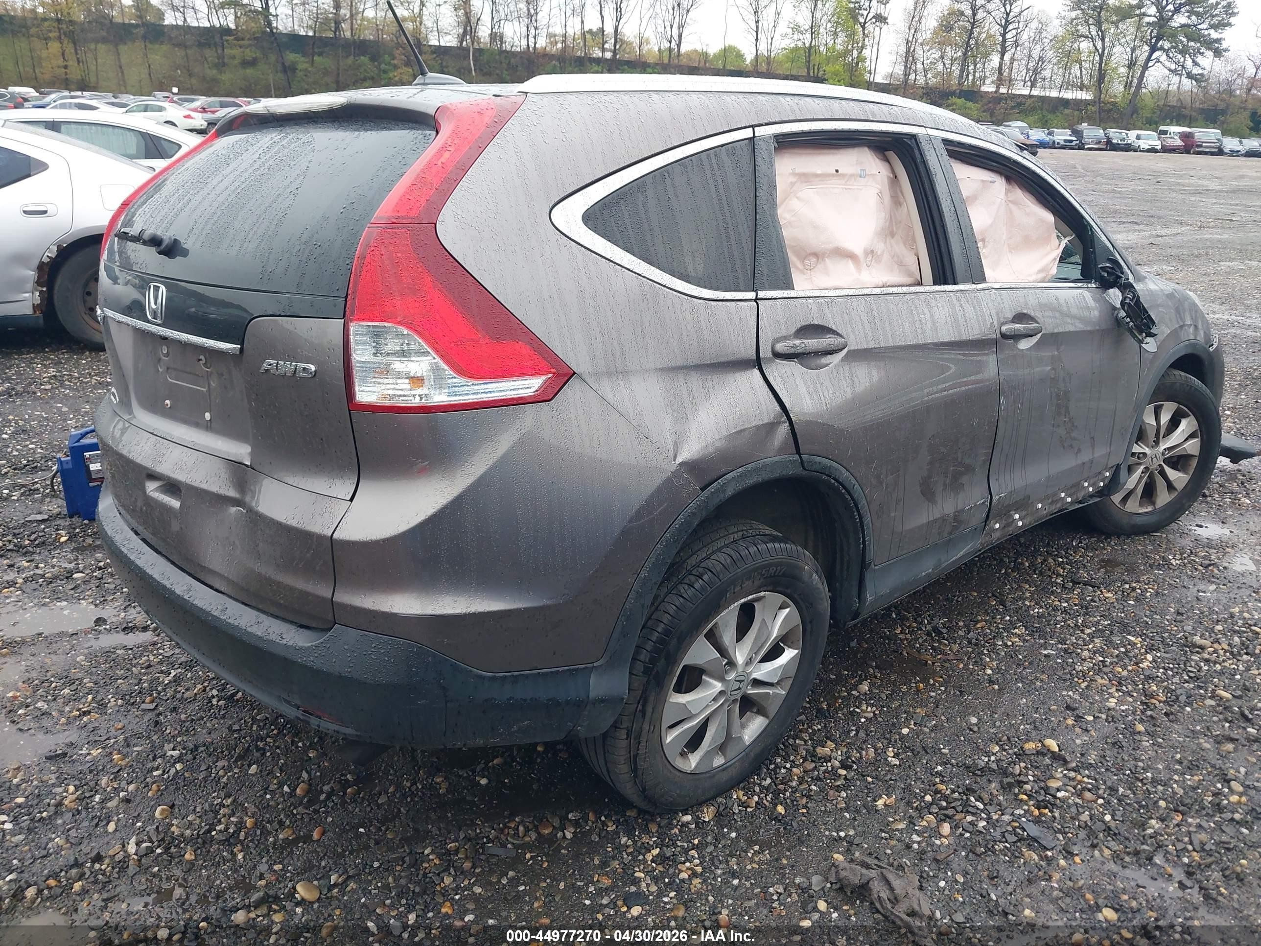 2012 Honda Cr-v Ex-l Gray vin: 5J6RM4H71CL021599