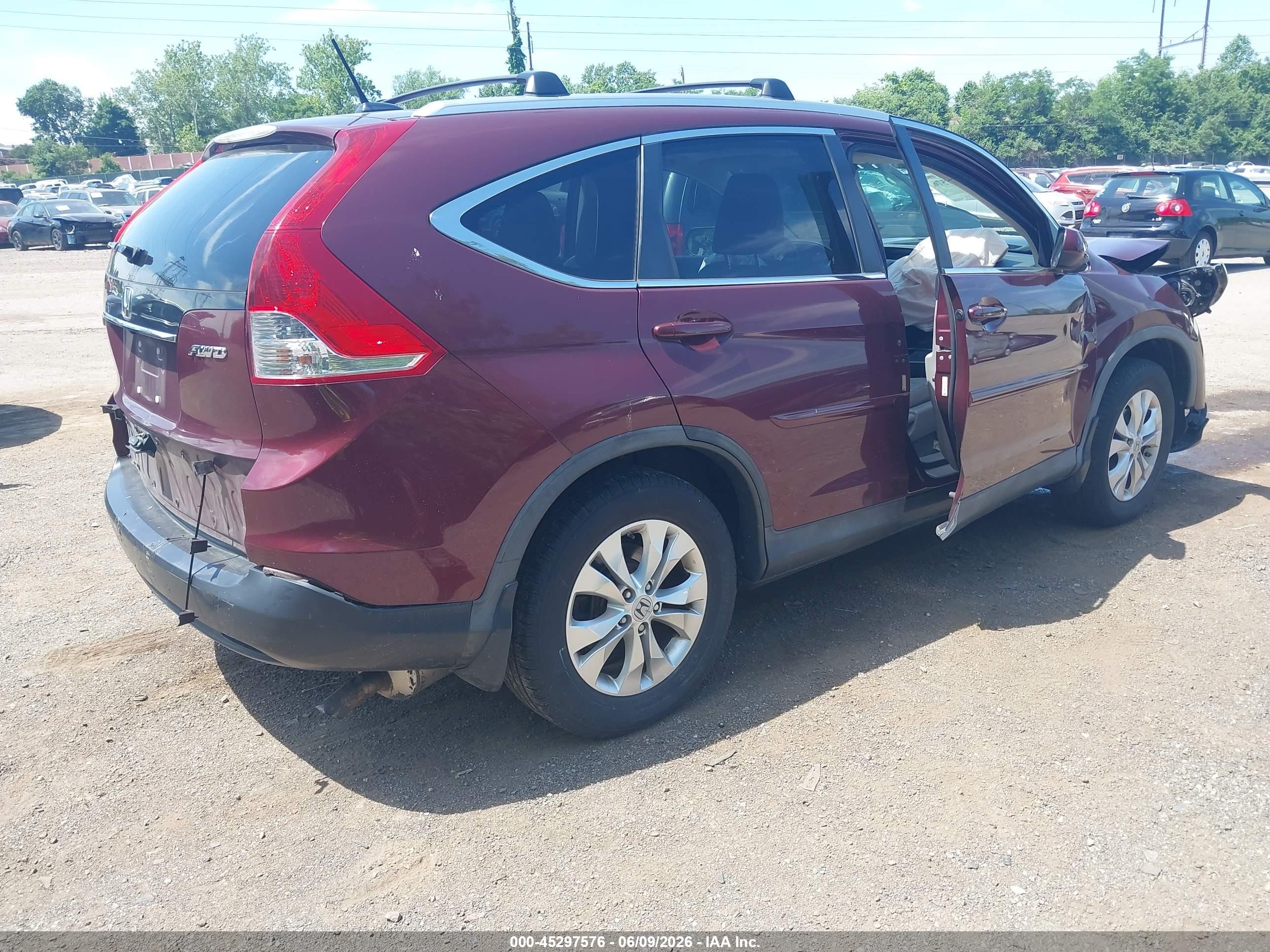 2012 Honda Cr-v Ex-l Burgundy vin: 5J6RM4H71CL038709